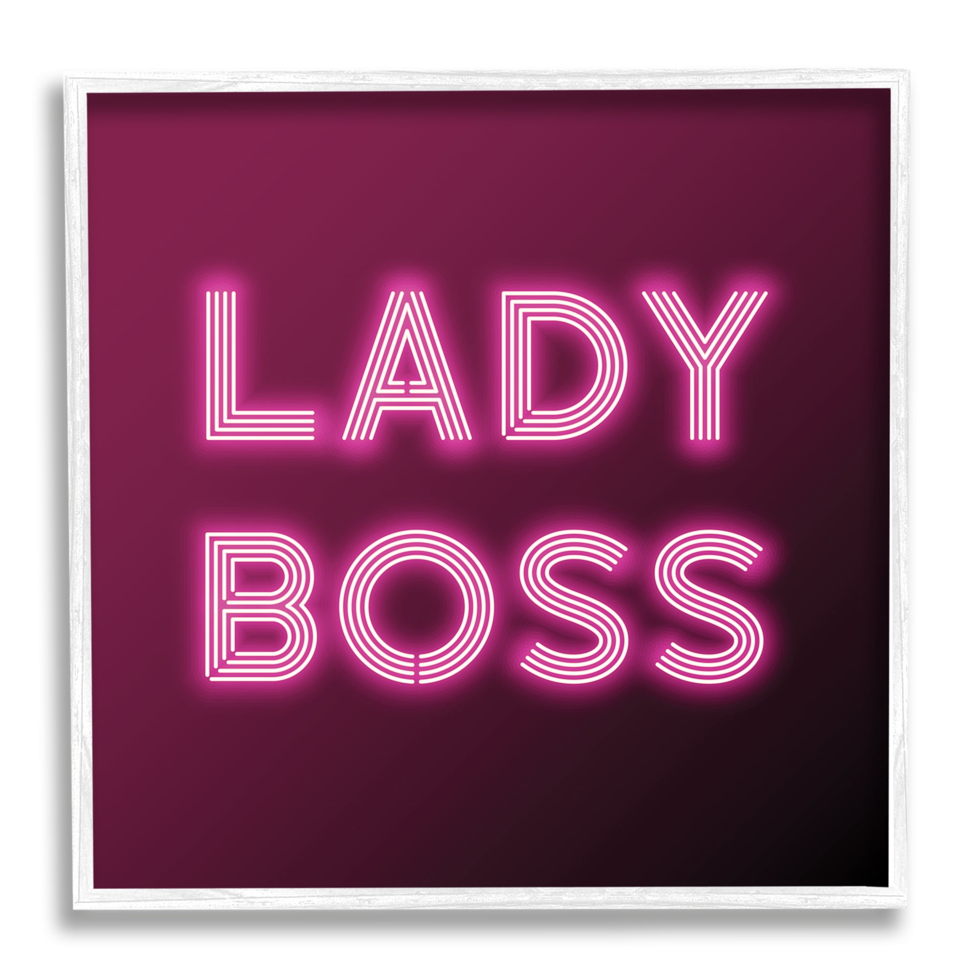 Stupell Industries Neon Lady Boss Fashion Modern Pink Word Design, 12 x 12,Design by Dawn Vietro