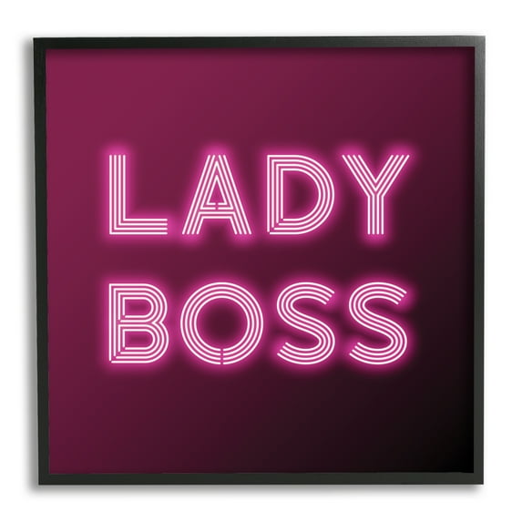 Stupell Industries Neon Lady Boss Fashion Modern Pink Word Design, 24 x 24,Design by Dawn Vietro