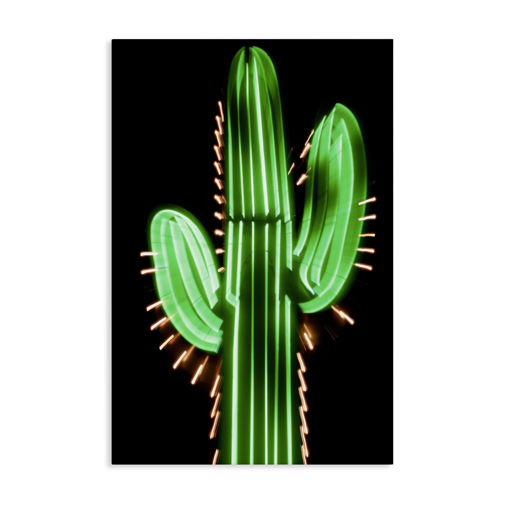 Stupell Industries Neon Lights Cactus Botanical & Floral Painting Gallery Wrapped Canvas Art Print Wall Art, 24 x 36