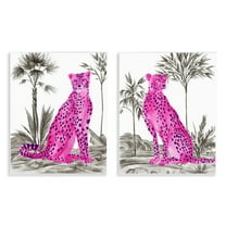 Stupell Industries Neon Pink Leopard Animals Painting Unframed Art Print Wall Art, 11 x 14, Set of 2