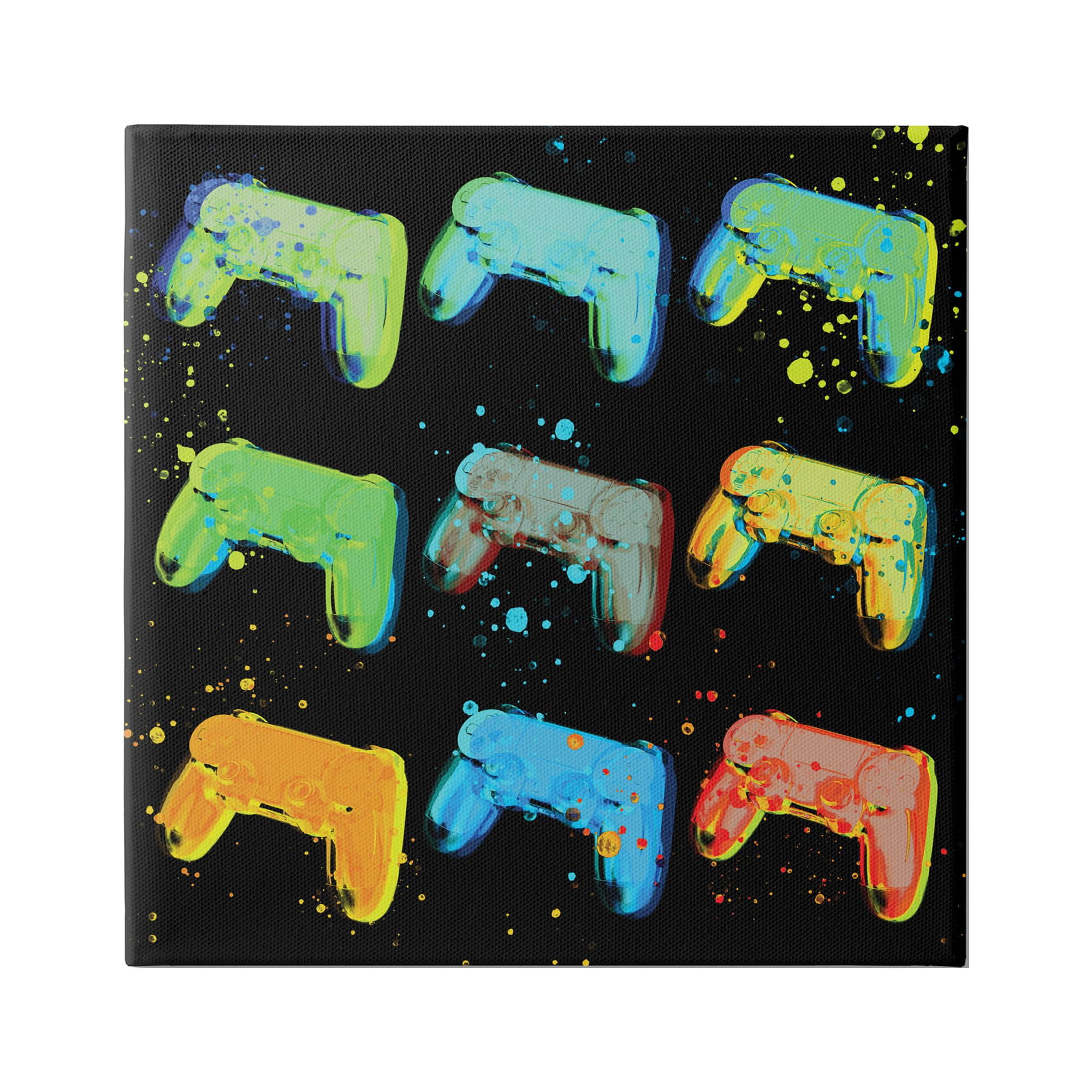 Stupell Industries Neon Pop Style Gaming Controllers Paint Splatter Graphic Art Gallery Wrapped Canvas Print Wall Art, Design by Daphne Polselli