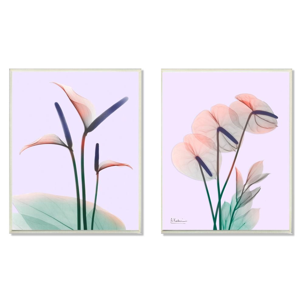 Stupell Industries Neon Reeds Purple Green Flower Design Wall Plaque by Albert Koetsier, 2 Piece, 10" x 15", Wall Plaque
