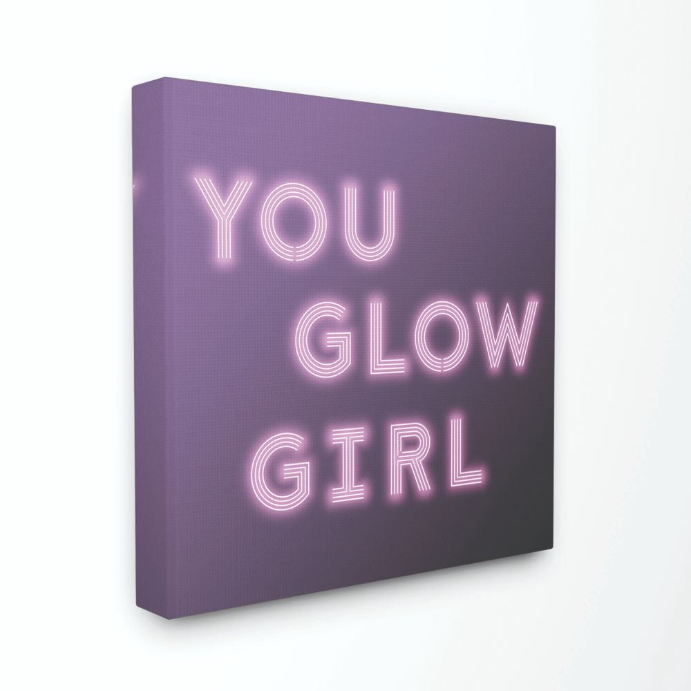 Stupell Industries Neon You Glow Girl Fashion Modern Pink Word Design XL Canvas Wall Art by Dawn Vietro