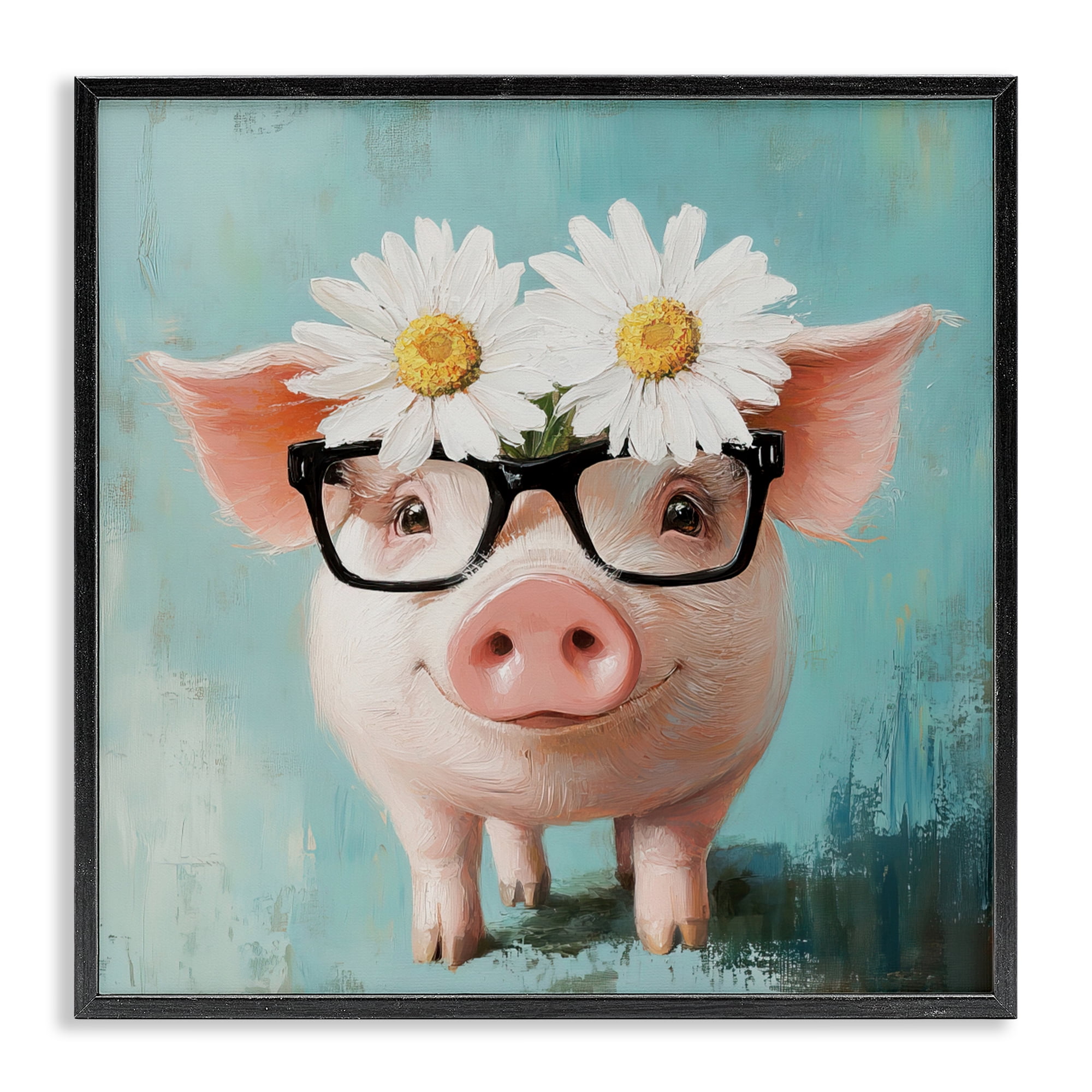 Stupell Industries Nerdy Natalie Piglet Black Framed Giclee Art, design by Tina LeCour