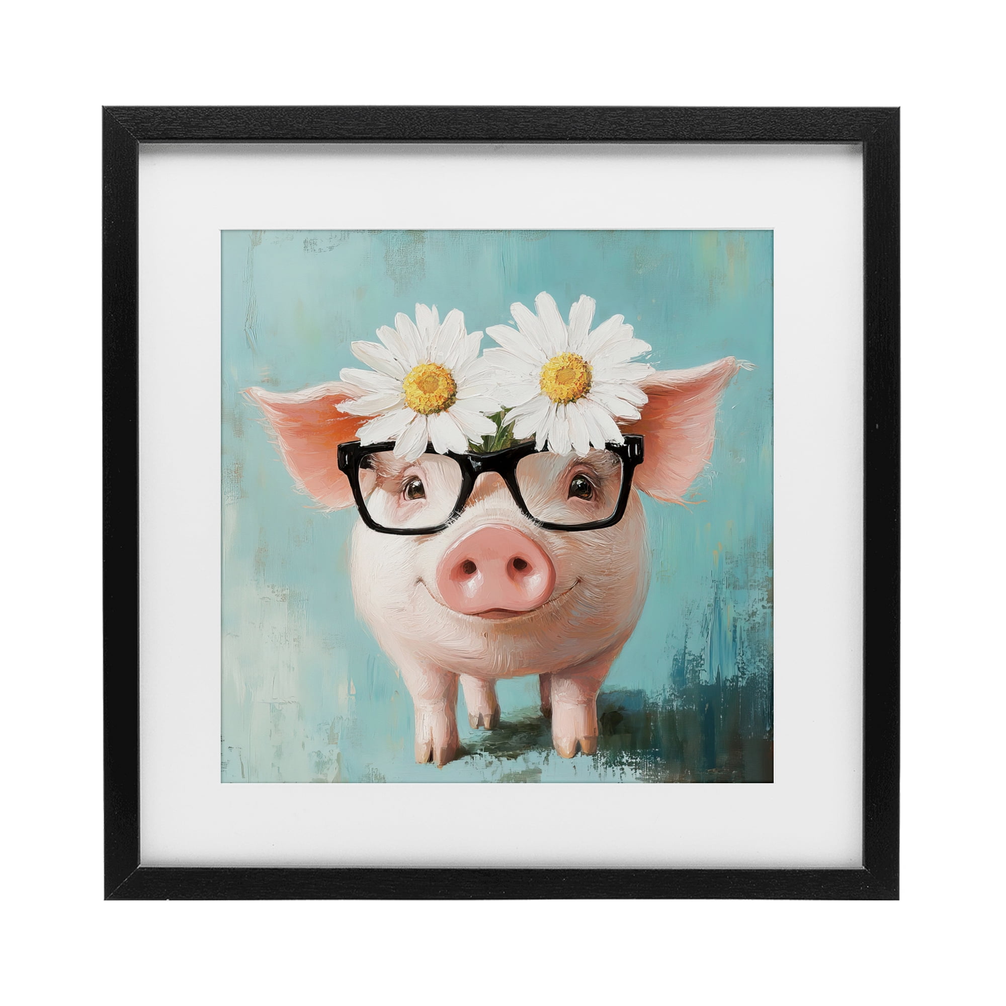 Stupell Industries Nerdy Natalie Piglet Black Framed Print Under Glass, design by Tina LeCour