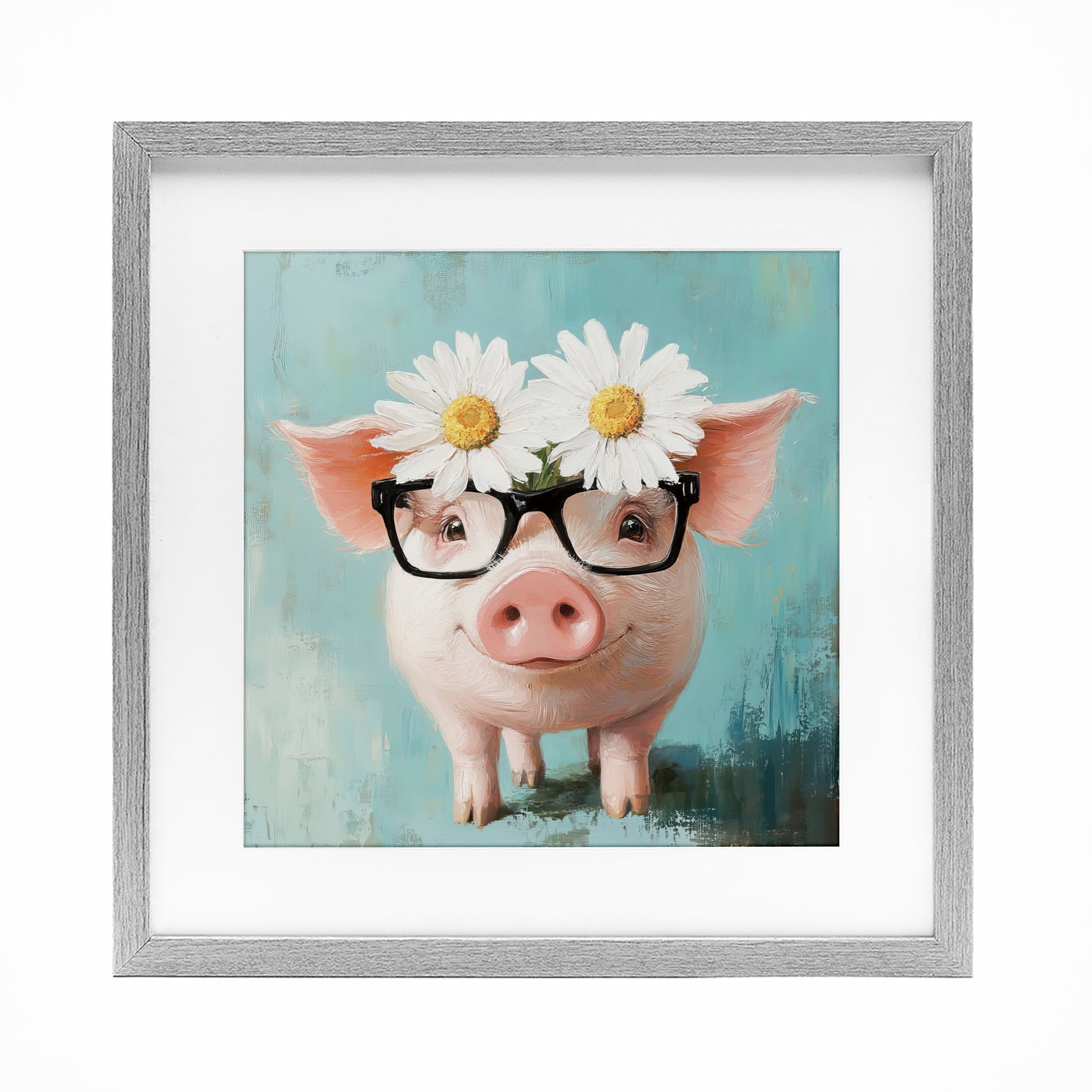 Stupell Industries Nerdy Natalie Piglet Gray Framed Print Under Glass, design by Tina LeCour