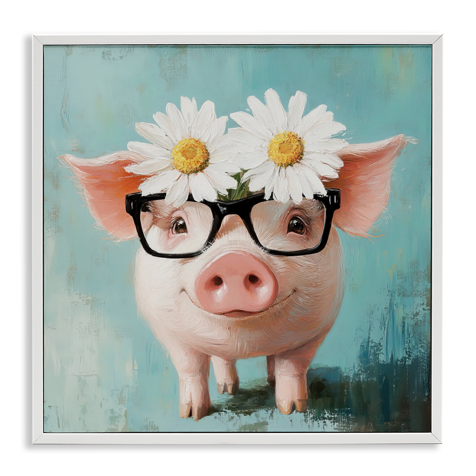 Stupell Industries Nerdy Natalie Piglet White Framed Giclee Art, design by Tina LeCour