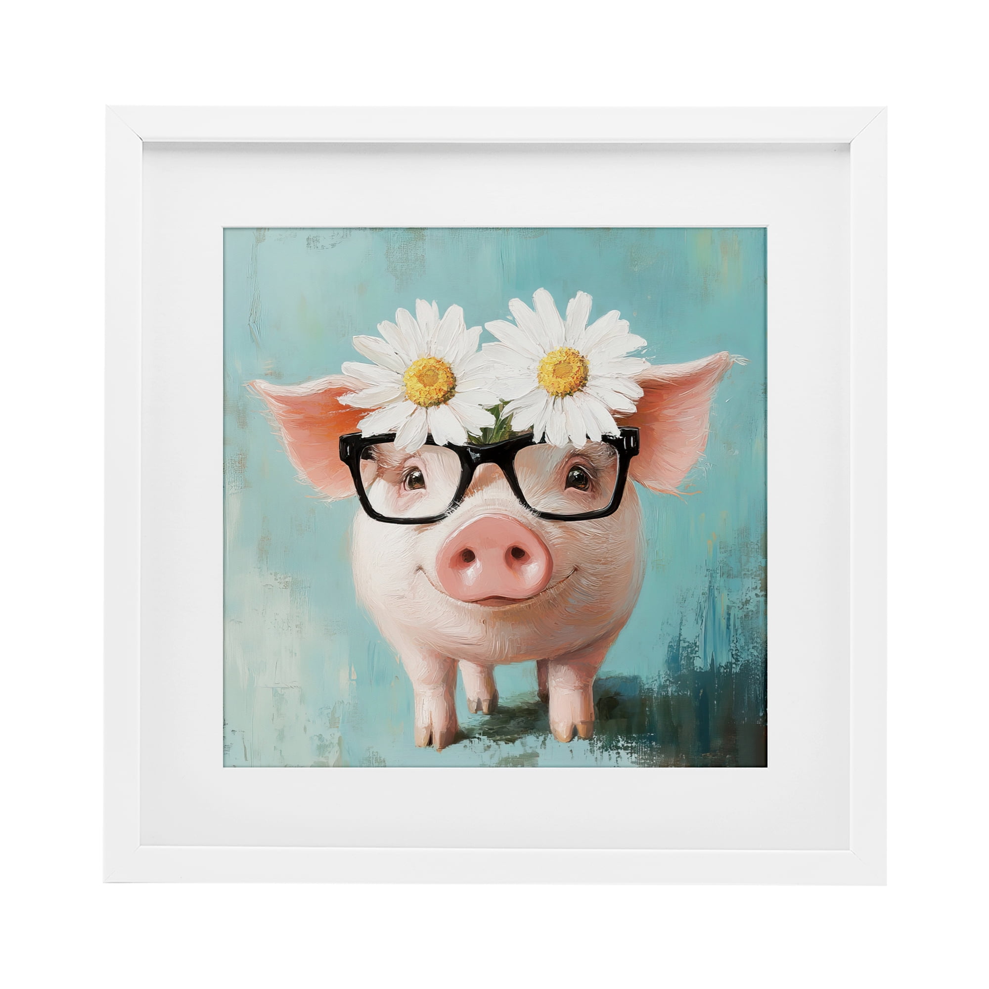 Stupell Industries Nerdy Natalie Piglet White Framed Print Under Glass, design by Tina LeCour