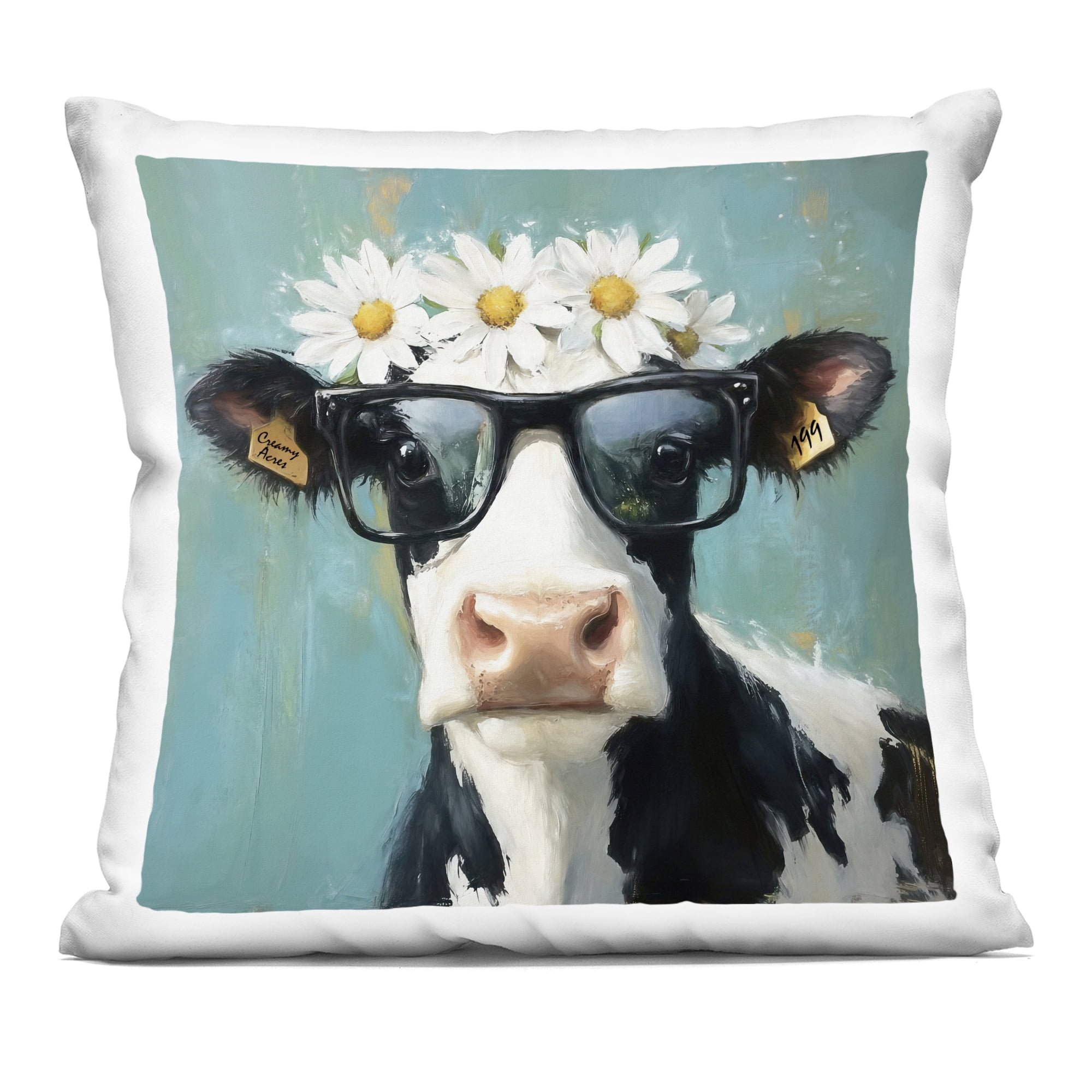 Stupell Industries Nerdy Nessie Cow Decorative Printed Throw Pillow, design by Tina LeCour