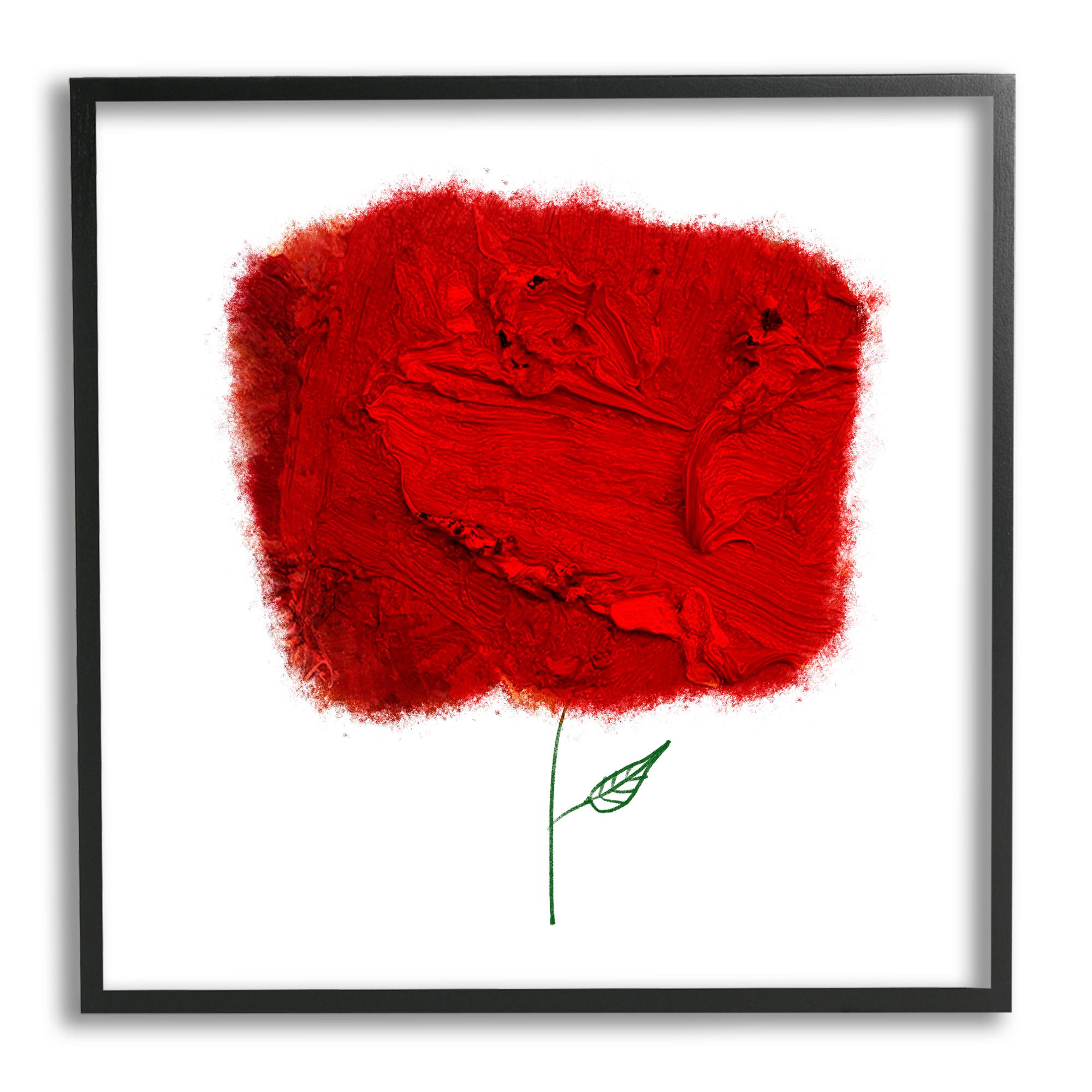 Stupell Industries Nerudo Rose Abstract Interpretation Modern Red Floral Botanical & Floral Painting Black Framed Art Print Wall Art, 24 x 24