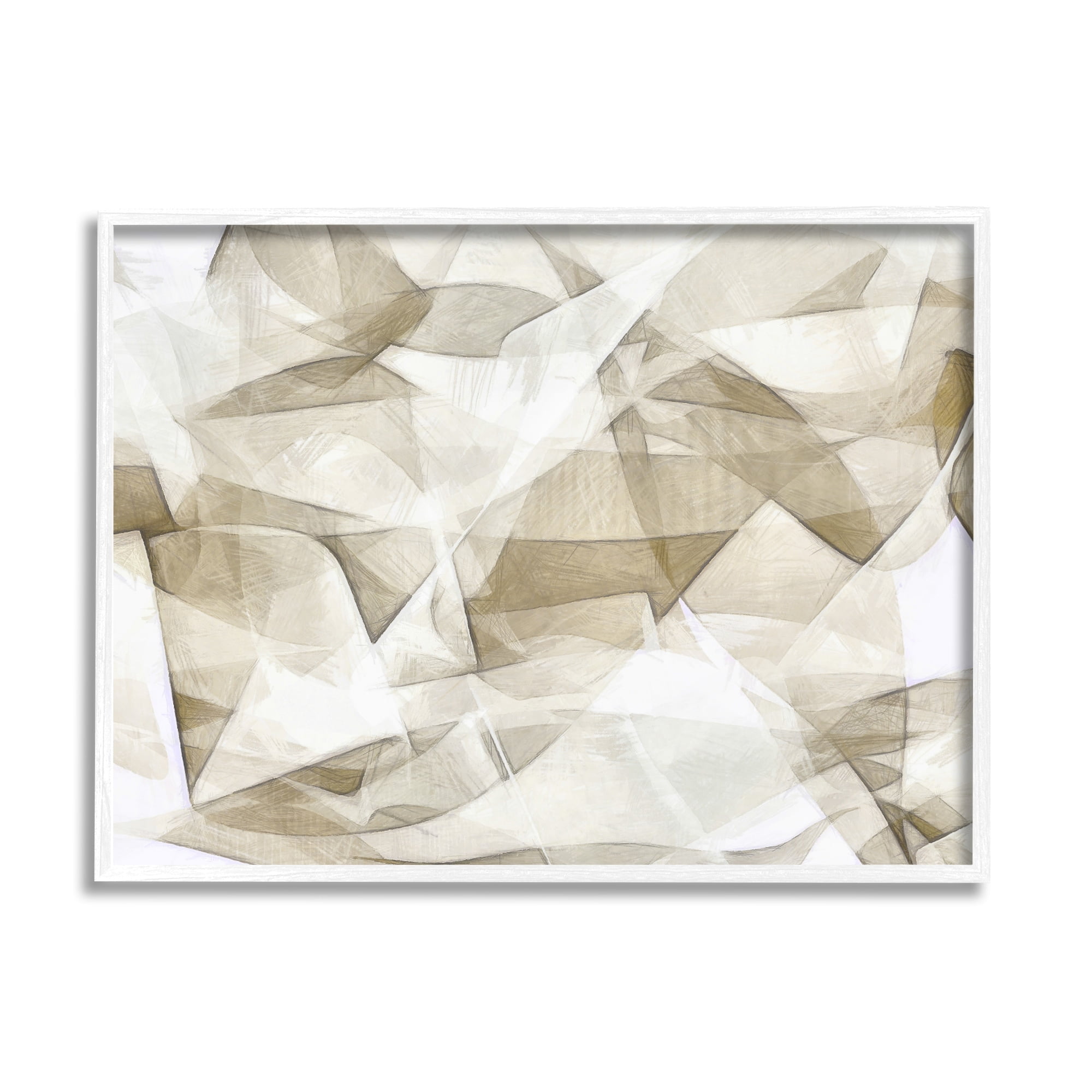 Stupell Industries Neutral Abstract Folds White Beige Busy Shapes Framed Wall Art, 14 x 11, Design by Alonzo Saunders