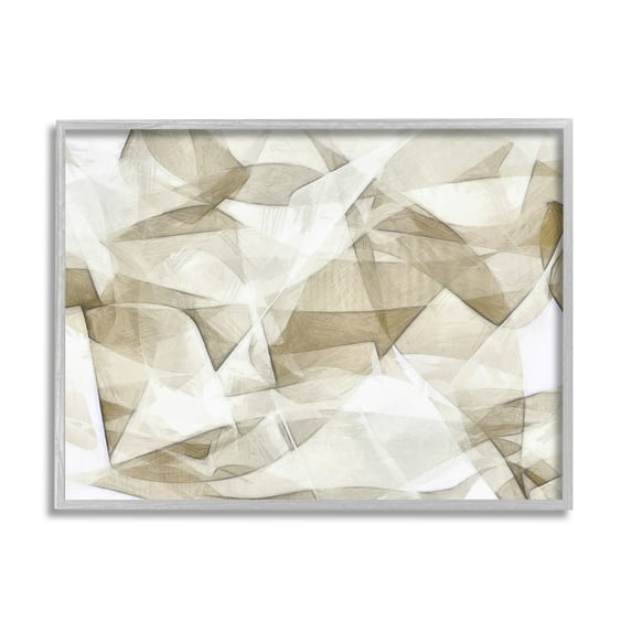 Stupell Industries Neutral Abstract Folds White Beige Busy Shapes Framed Wall Art, 20 x 16, Design by Alonzo Saunders