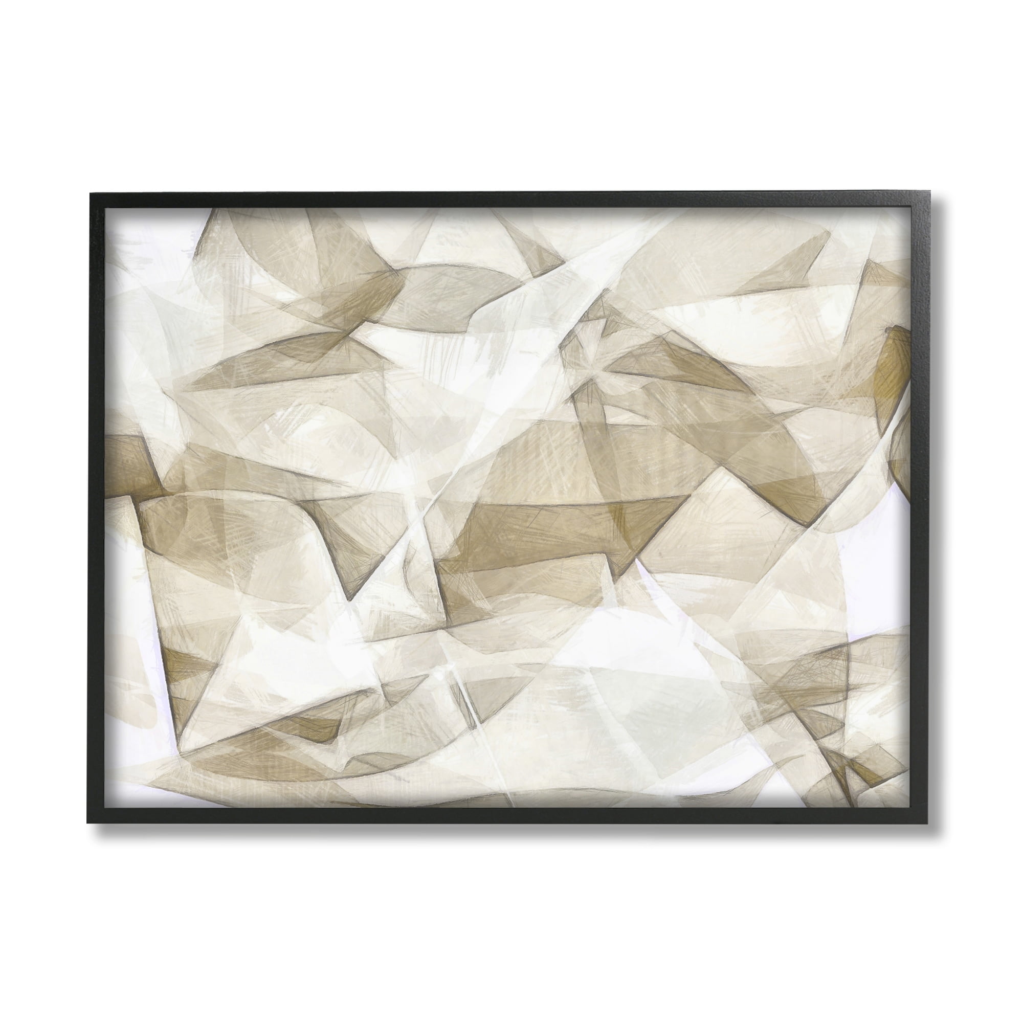 Stupell Industries Neutral Abstract Folds White Beige Busy Shapes Framed Wall Art, 30 x 24, Design by Alonzo Saunders