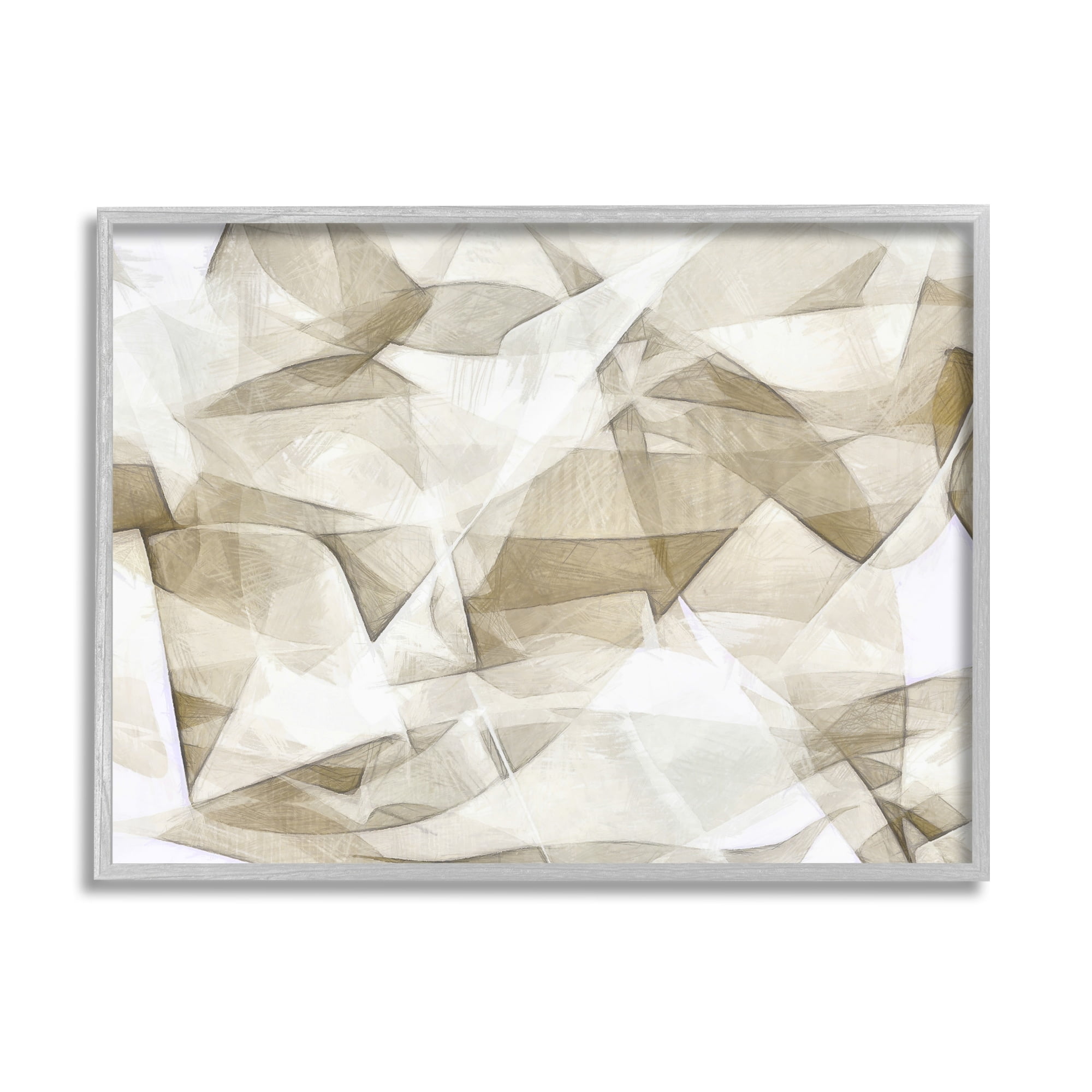 Stupell Industries Neutral Abstract Folds White Beige Busy Shapes Framed Wall Art, 30 x 24, Design by Alonzo Saunders