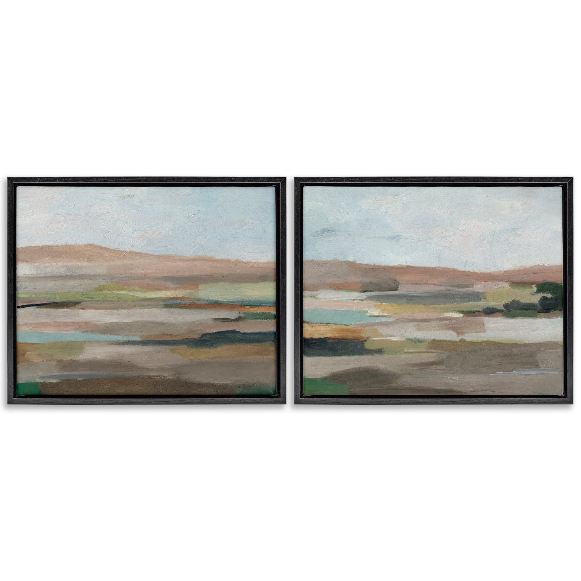 Stupell Industries Neutral Abstract Landscape Landscape & Nature Painting Black Floater Framed Canvas Art Print Wall Art, 21 x 17, Set of 2