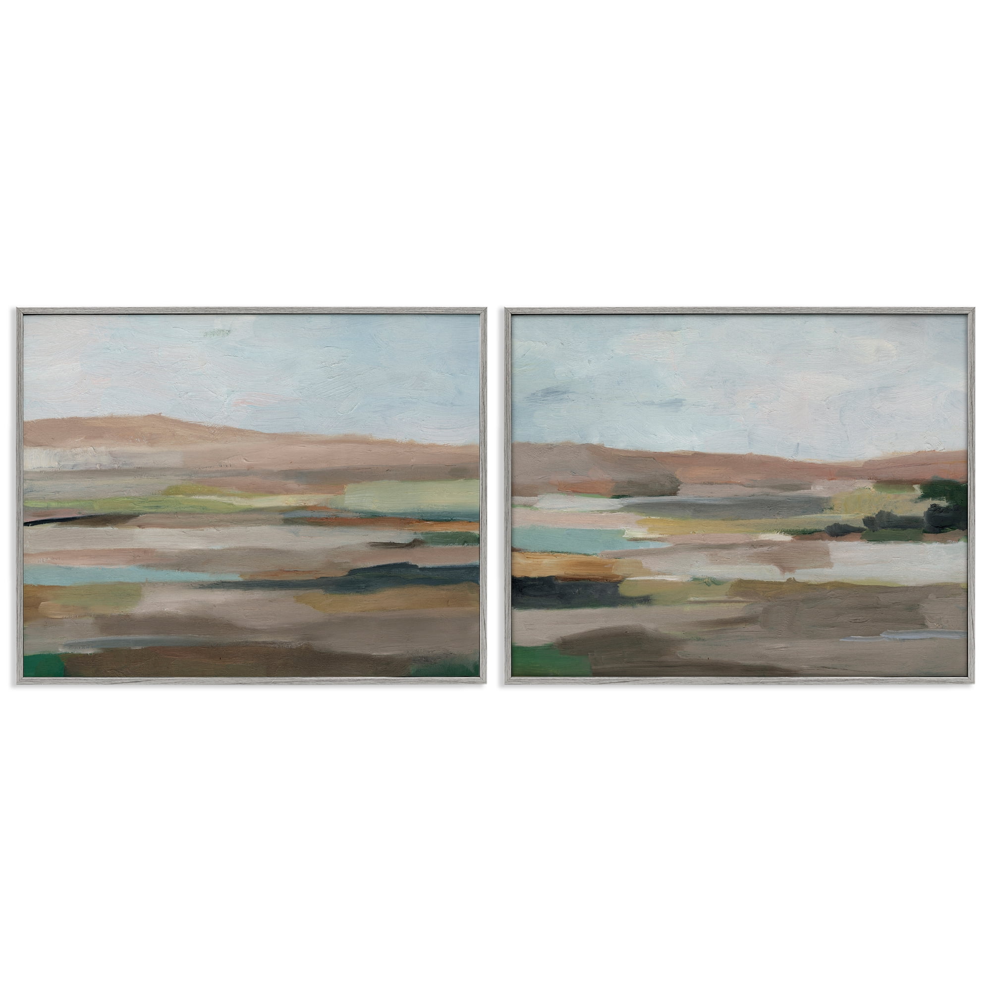 Stupell Industries Neutral Abstract Landscape Landscape & Nature Painting Gray Framed Art Print Wall Art, 14 x 11, Set of 2