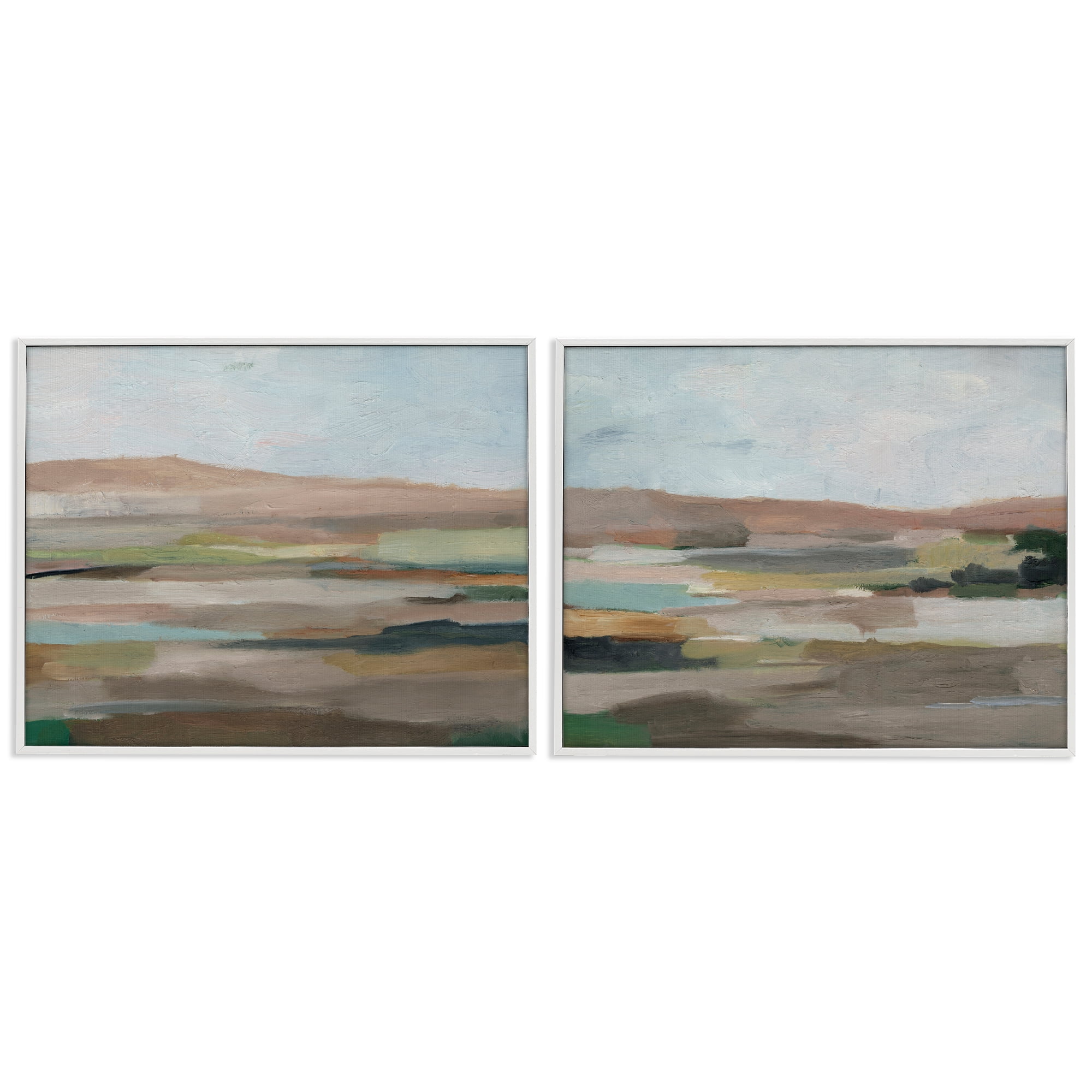 Stupell Industries Neutral Abstract Landscape Landscape & Nature Painting White Framed Art Print Wall Art, 14 x 11, Set of 2