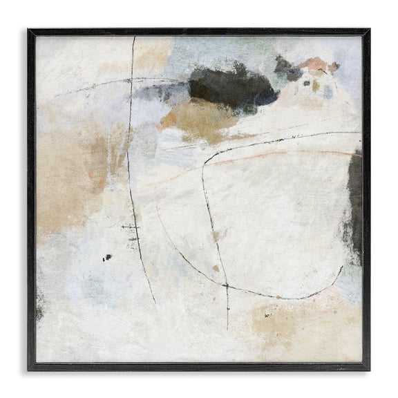 Stupell Industries Neutral Abstract Pattern Abstract Painting Black Framed Art Print Wall Art, 24 x 24