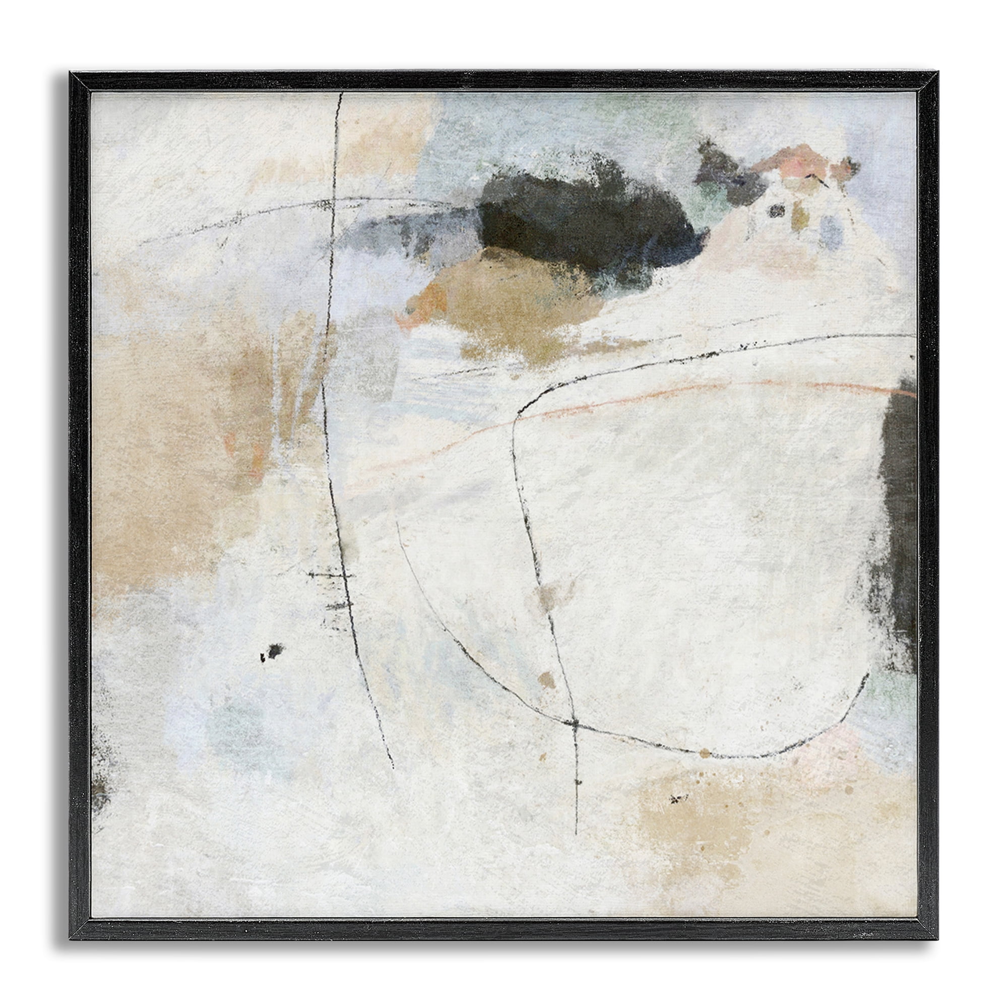 Stupell Industries Neutral Abstract Pattern Abstract Painting Gray Framed Art Print Wall Art, 12 x 12