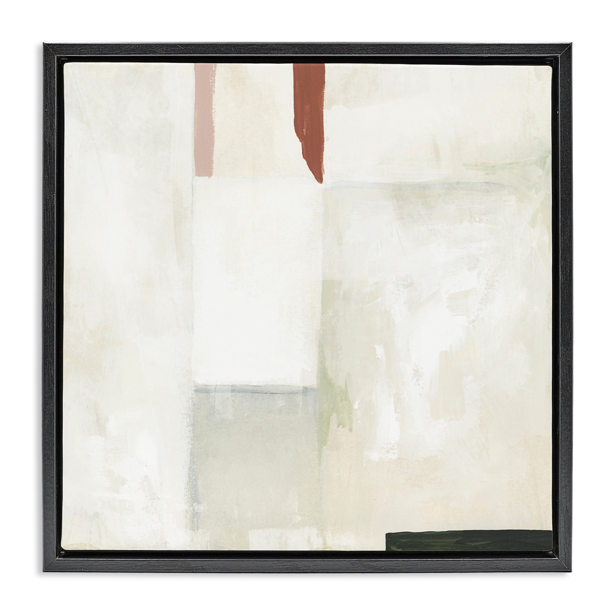 Stupell Industries Neutral Abstract Simplicity Abstract Painting Black Floater Framed Canvas Art Print Wall Art, 18 x 18