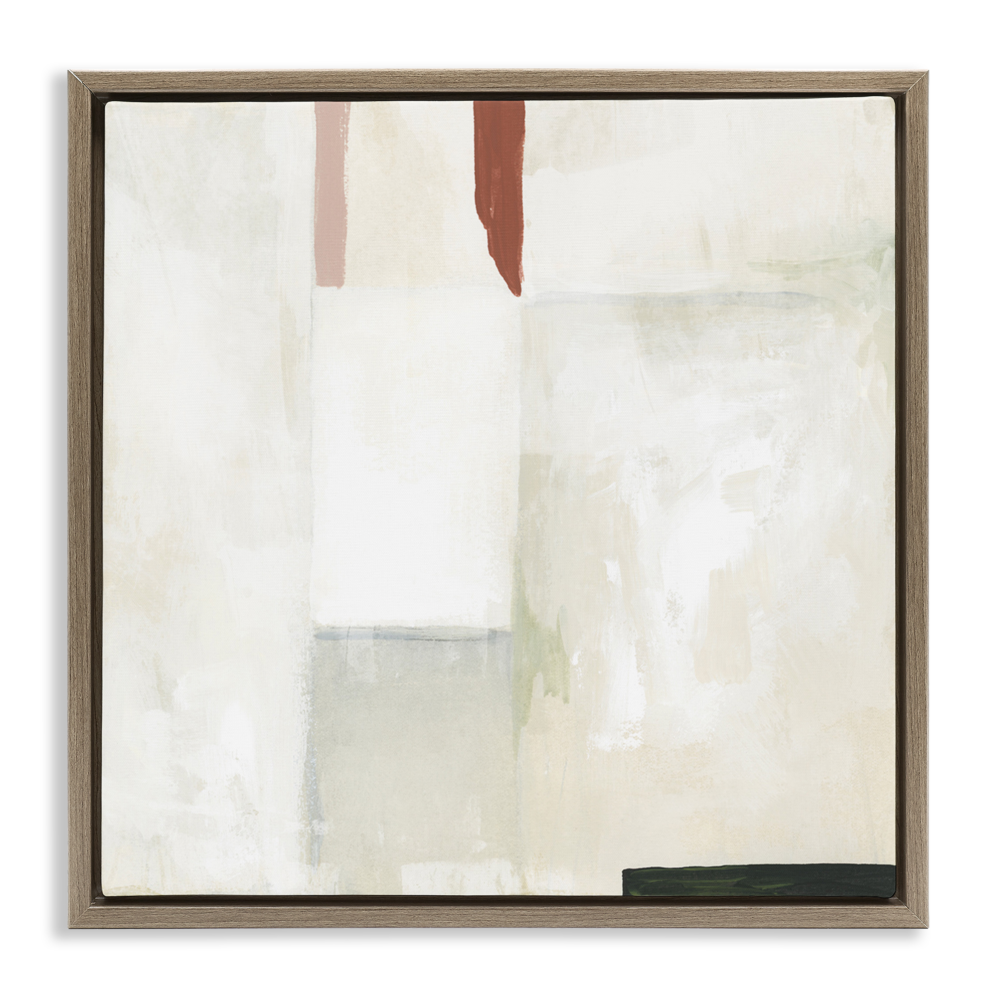 Stupell Industries Neutral Abstract Simplicity Abstract Painting Brown Floater Framed Canvas Art Print Wall Art, 25 x 25