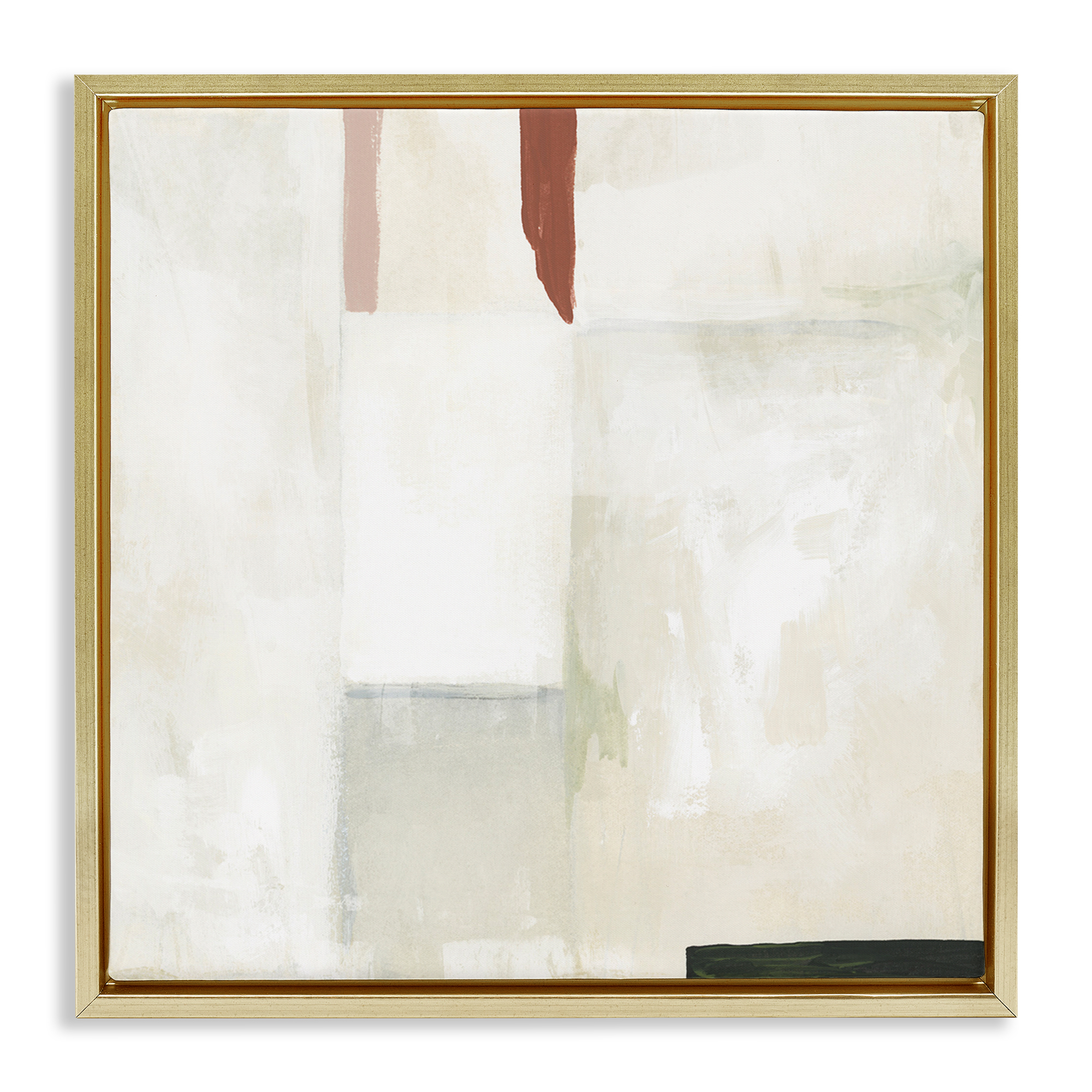 Stupell Industries Neutral Abstract Simplicity Abstract Painting Gold Floater Framed Canvas Art Print Wall Art, 25 x 25