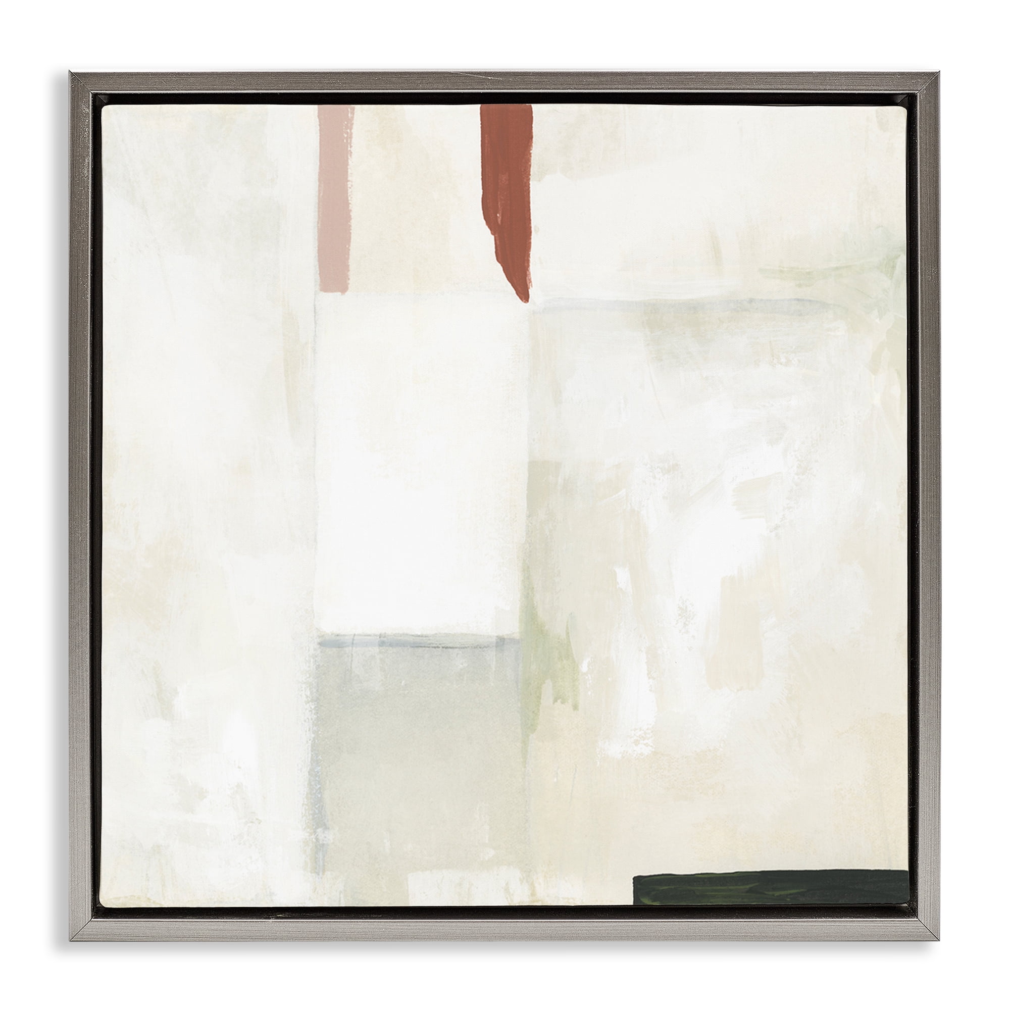 Stupell Industries Neutral Abstract Simplicity Abstract Painting Gray Floater Framed Canvas Art Print Wall Art, 25 x 25