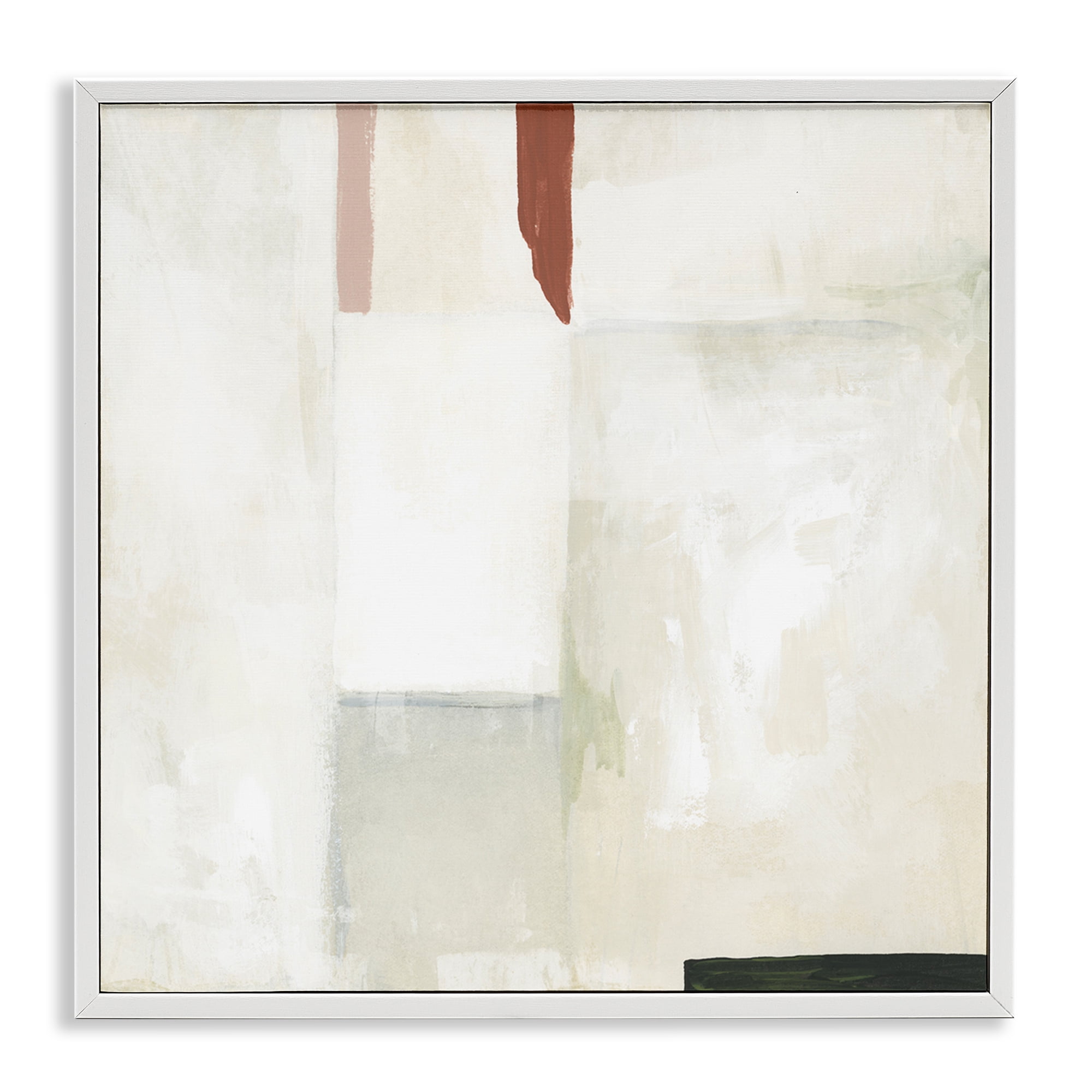 Stupell Industries Neutral Abstract Simplicity Abstract Painting White Framed Art Print Wall Art, 17 x 17