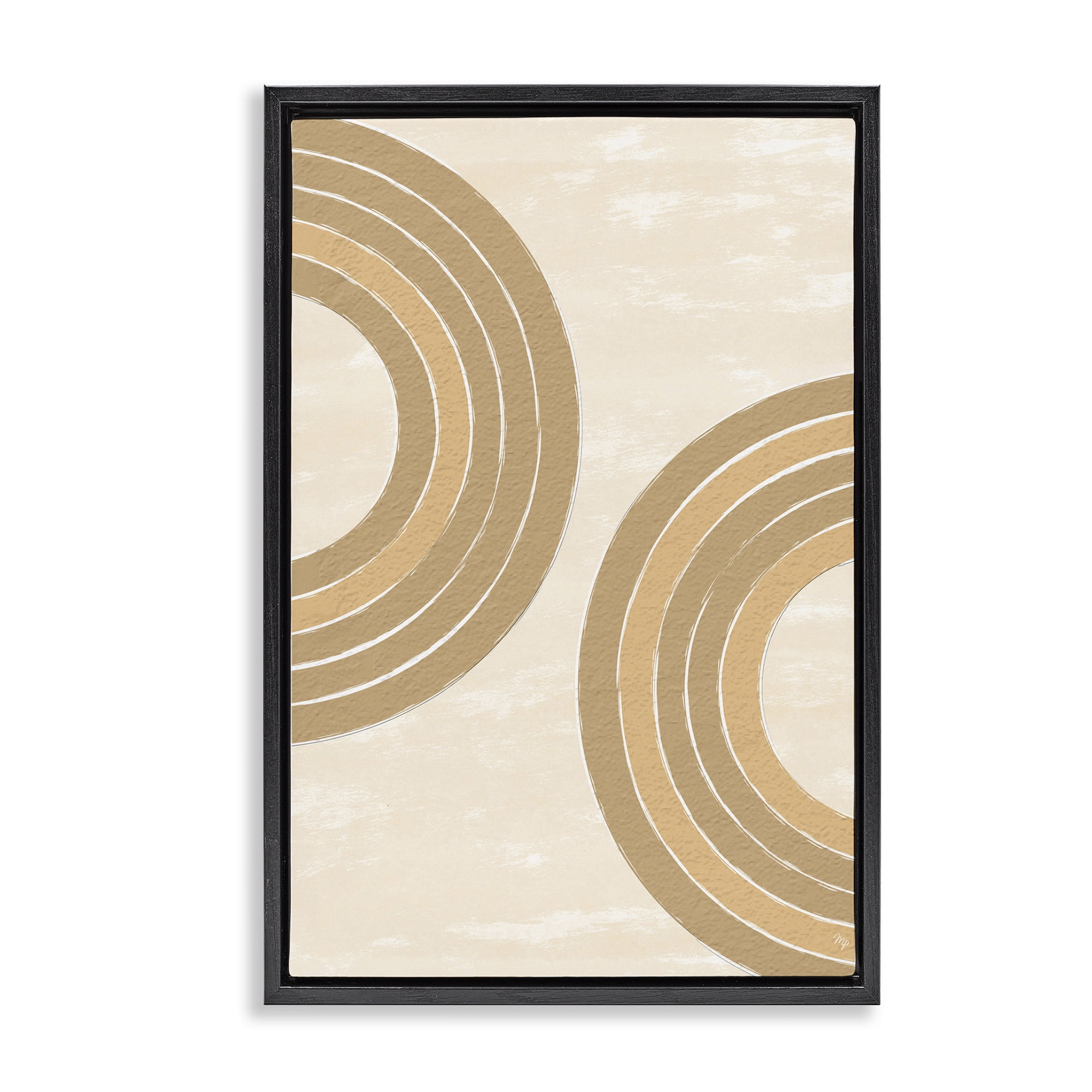 Stupell Industries Neutral Arch Expressions Abstract Painting Black Floater Framed Canvas Art Print Wall Art, 17 x 25