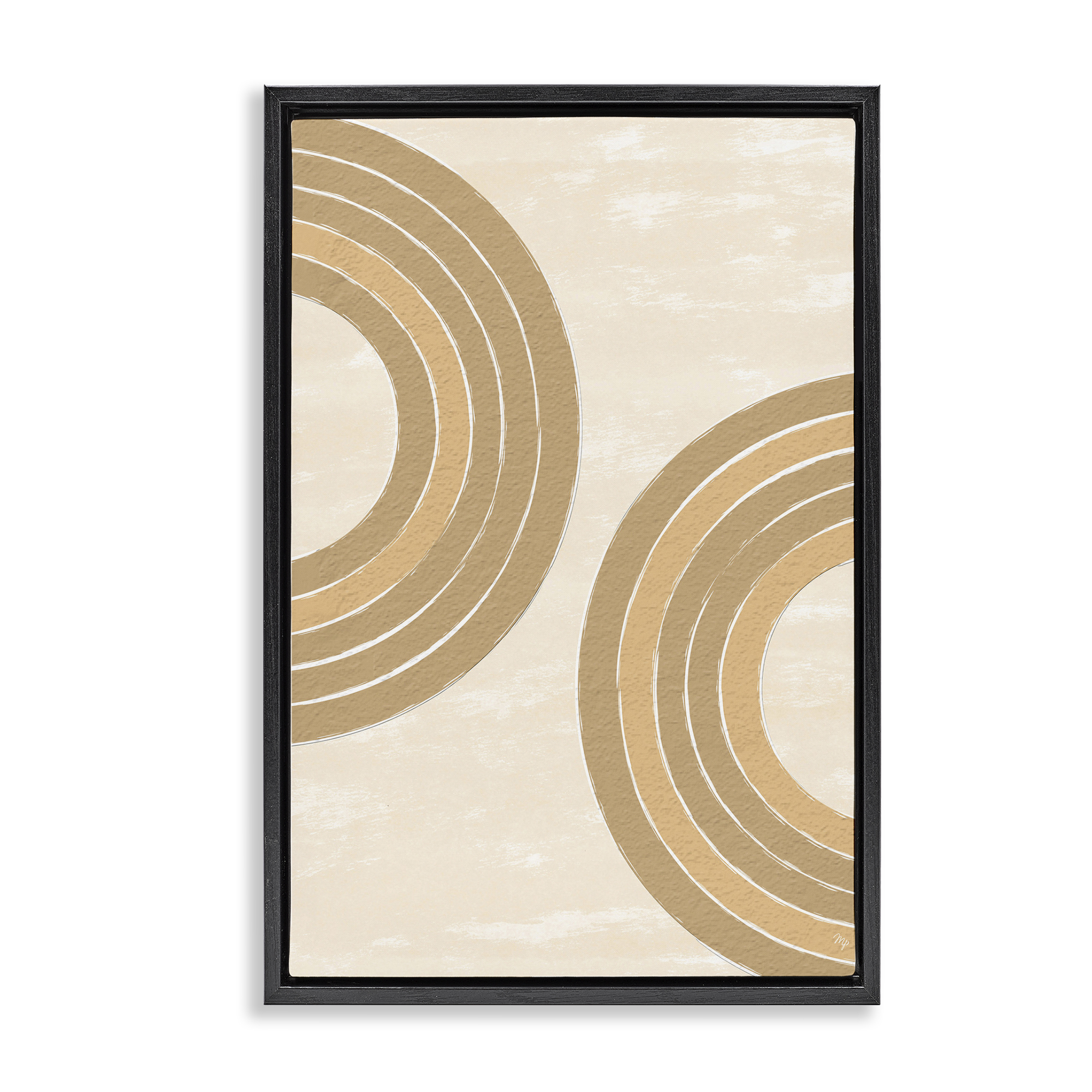 Stupell Industries Neutral Arch Expressions Abstract Painting Black Floater Framed Canvas Art Print Wall Art, 21 x 31