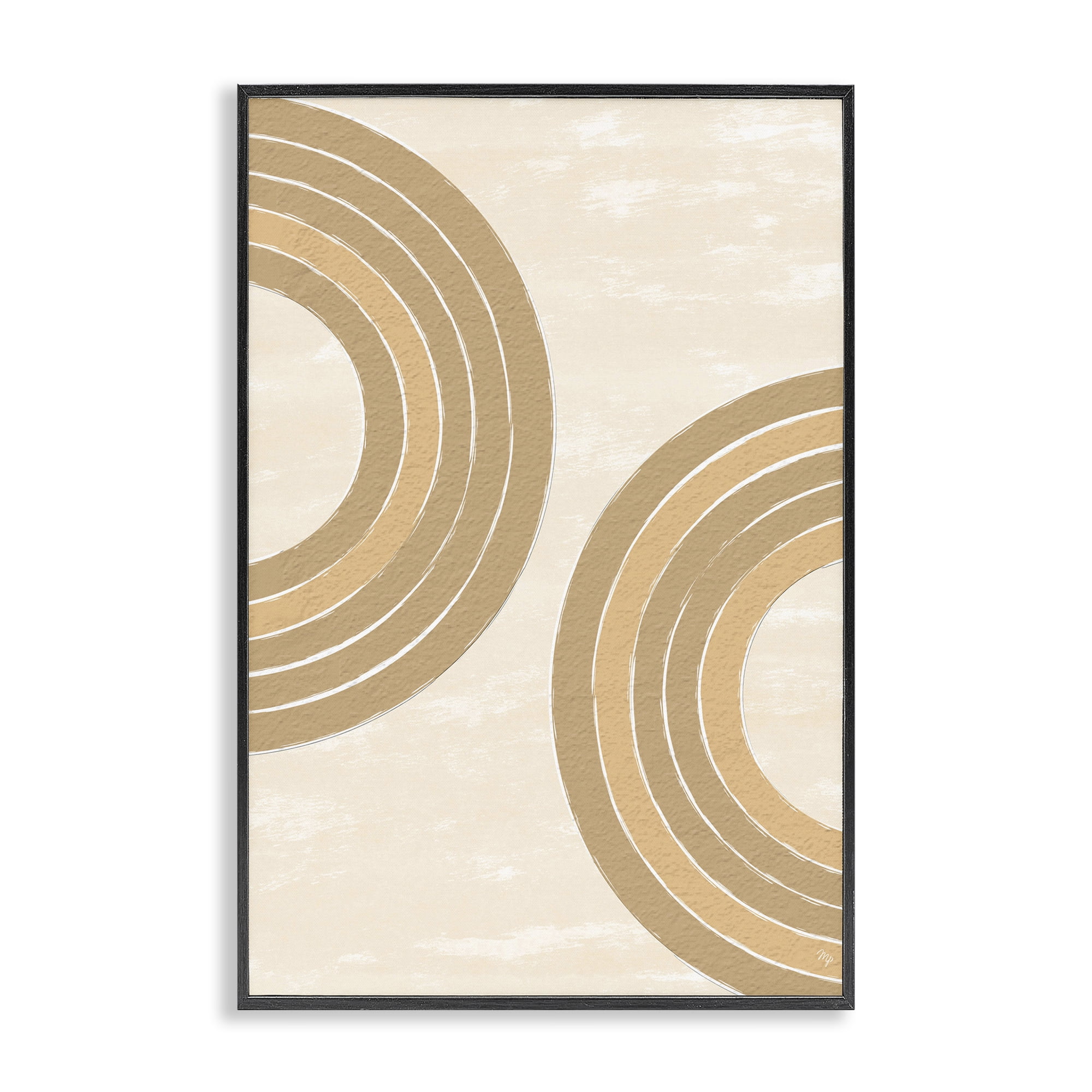 Stupell Industries Neutral Arch Expressions Abstract Painting Black Framed Art Print Wall Art, 16 x 24