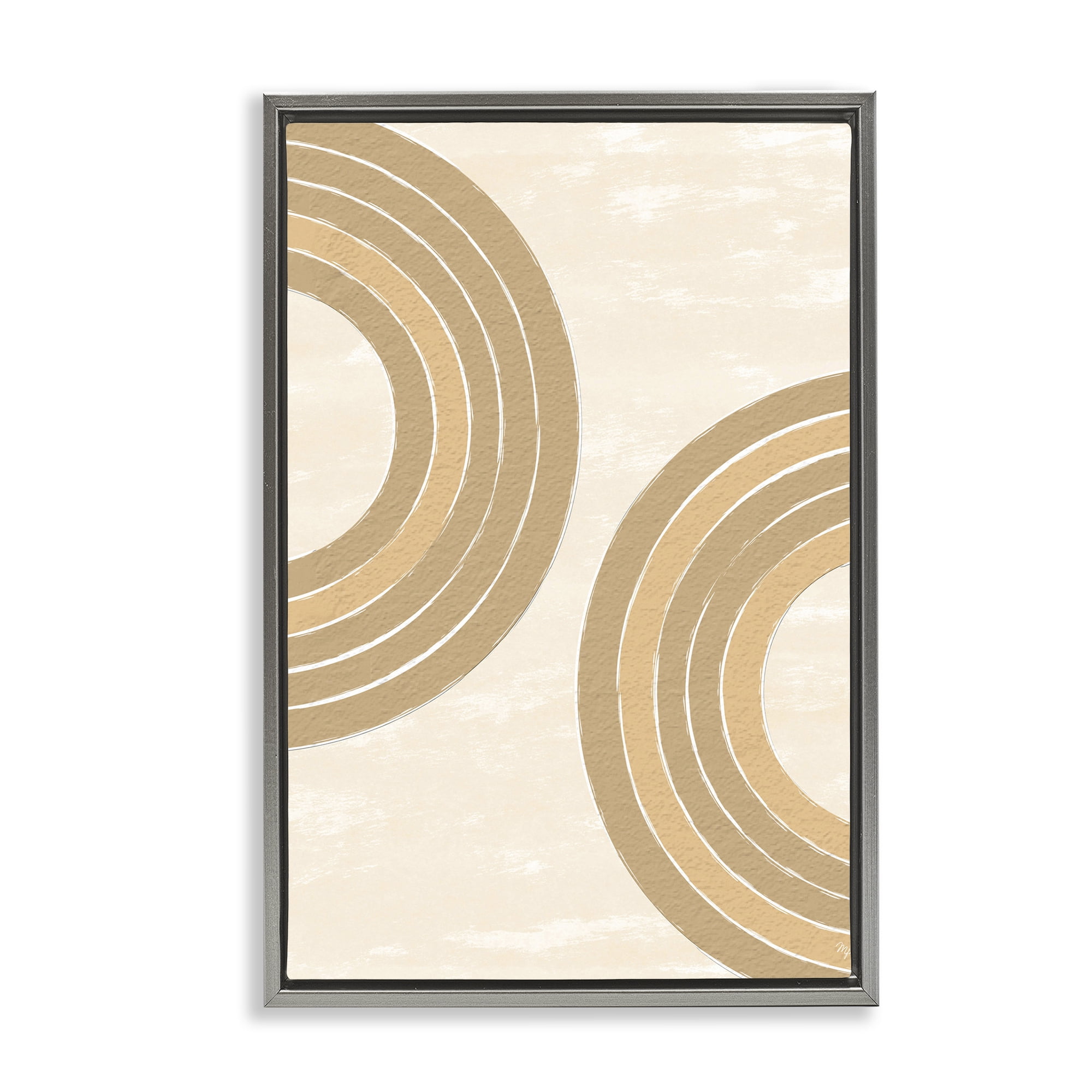 Stupell Industries Neutral Arch Expressions Abstract Painting Gray Floater Framed Canvas Art Print Wall Art, 17 x 25