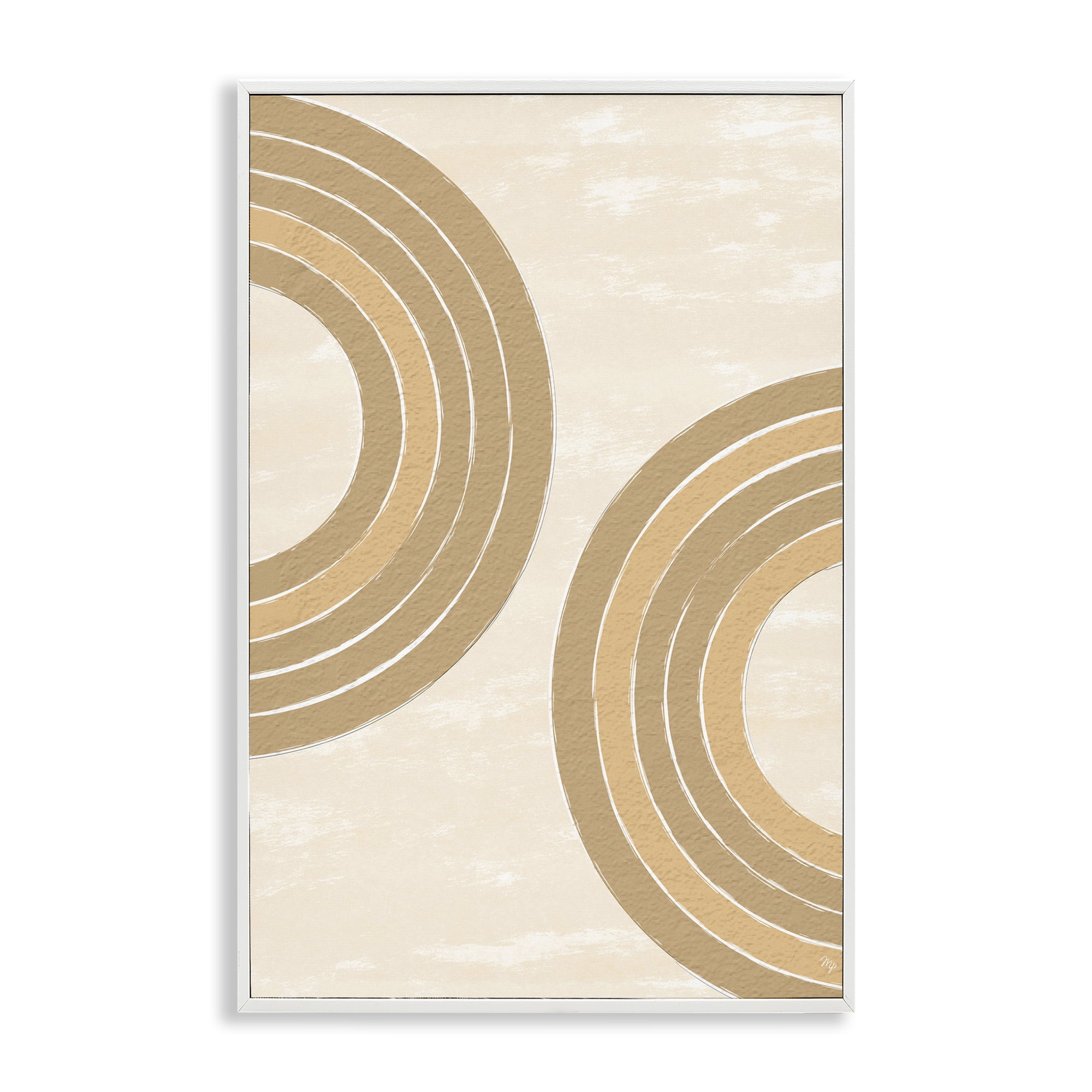Stupell Industries Neutral Arch Expressions Abstract Painting White Framed Art Print Wall Art, 16 x 24