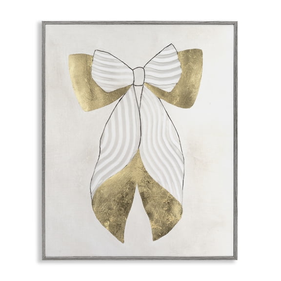 Stupell Industries Neutral Artful Bow Gray Framed Giclee Art design by Vanna Lam, 30 x 24