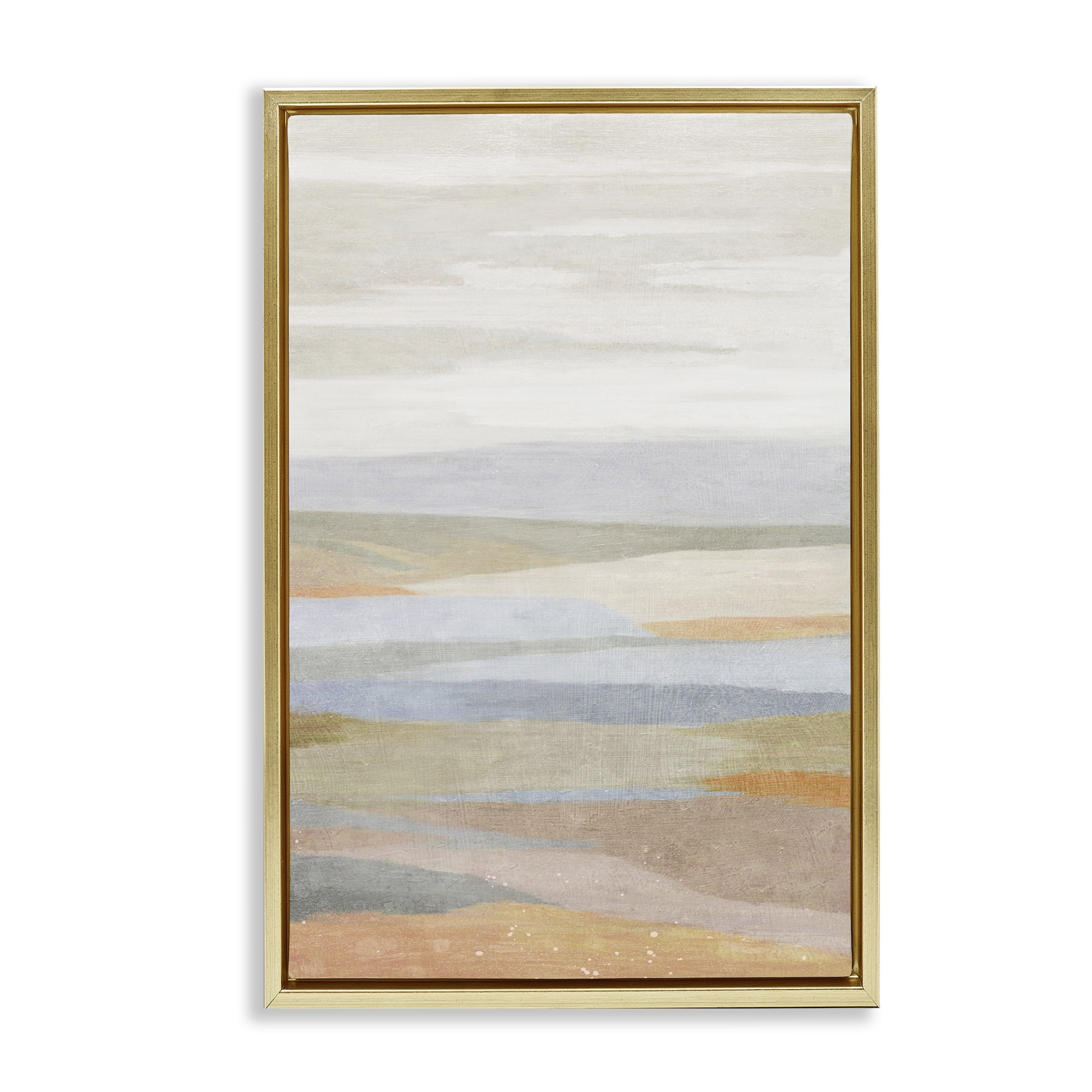 Stupell Industries Neutral Beach Dunes Coastal Painting Gold Floater Framed Canvas Art Print Wall Art, 21 x 31