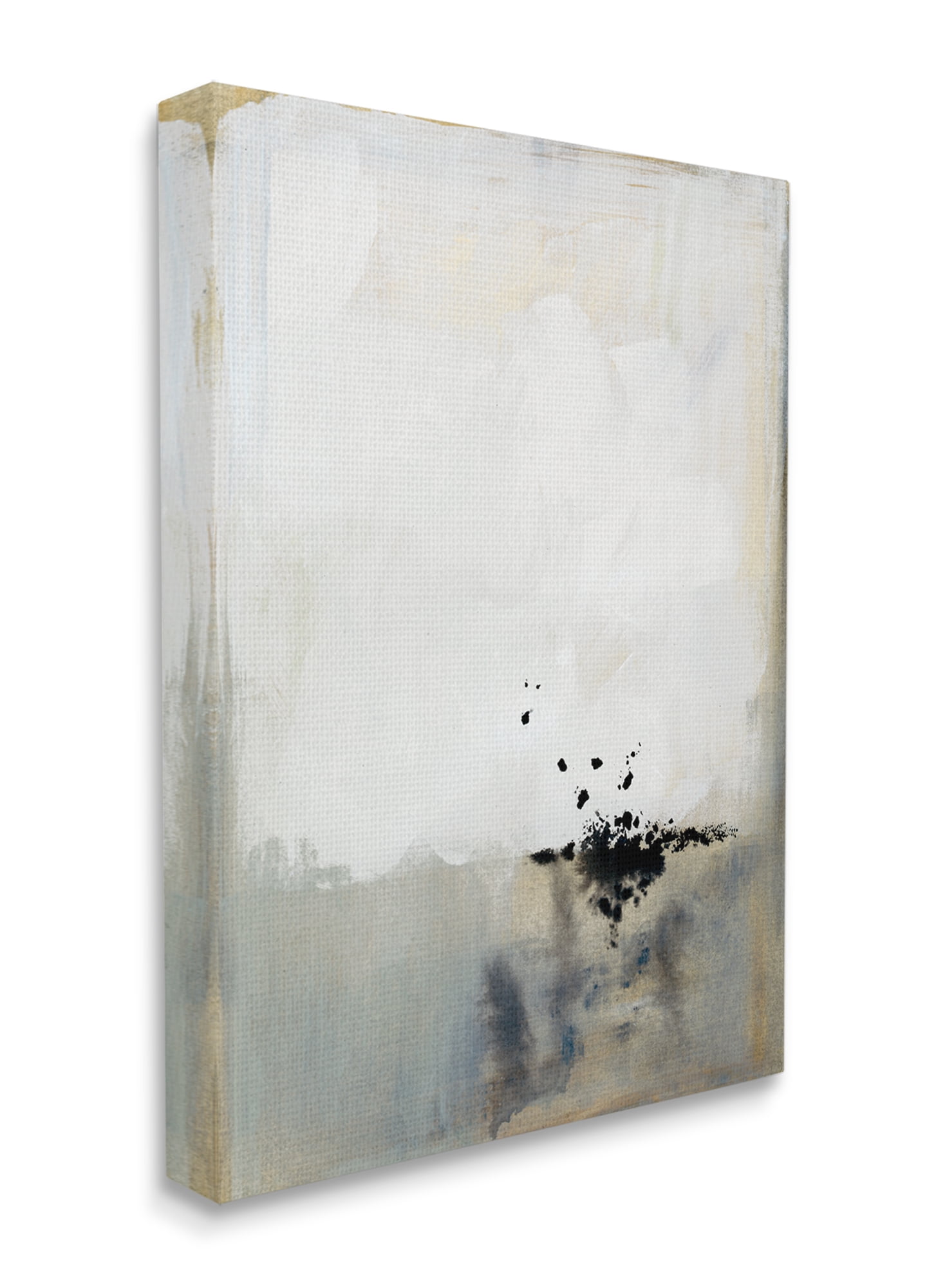 Stupell Industries Neutral Beige Abstract Painting Black Ink Splatter Canvas Wall Art, 16 x 20, Design by Victoria Barnes