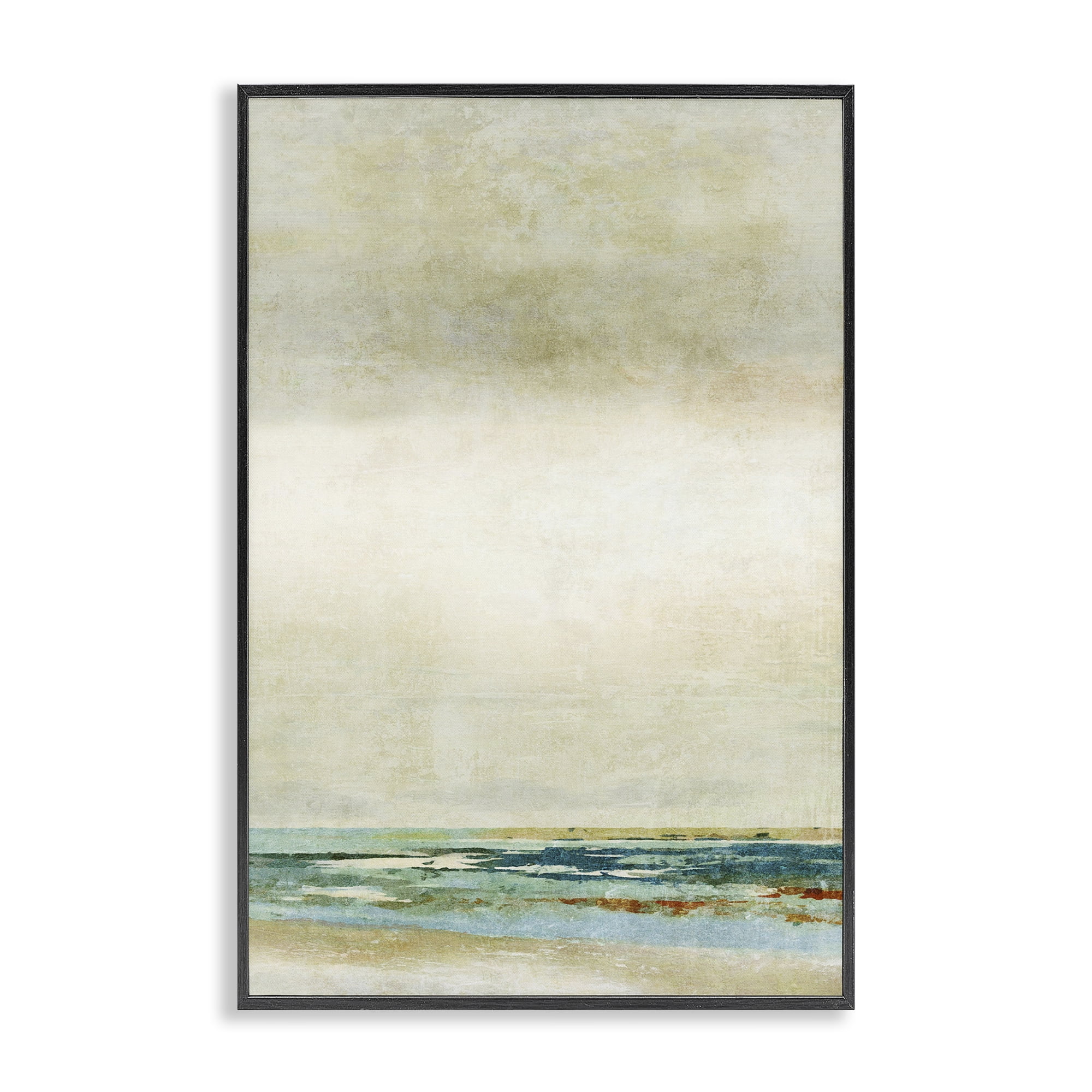 Stupell Industries Neutral Beige Beach Abstraction Abstract Painting Black Framed Art Print Wall Art, 20 x 30