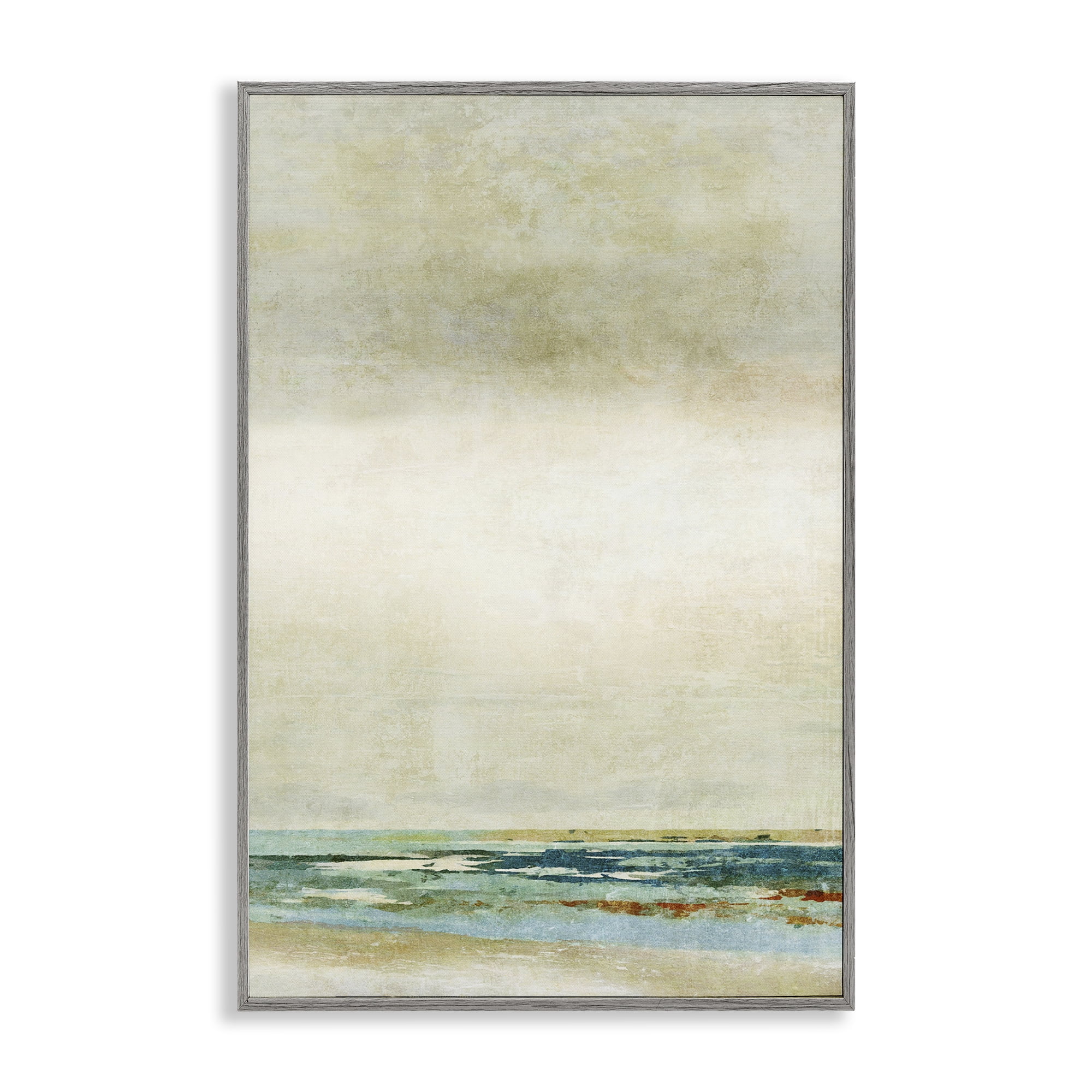 Stupell Industries Neutral Beige Beach Abstraction Abstract Painting Gray Framed Art Print Wall Art, 16 x 24