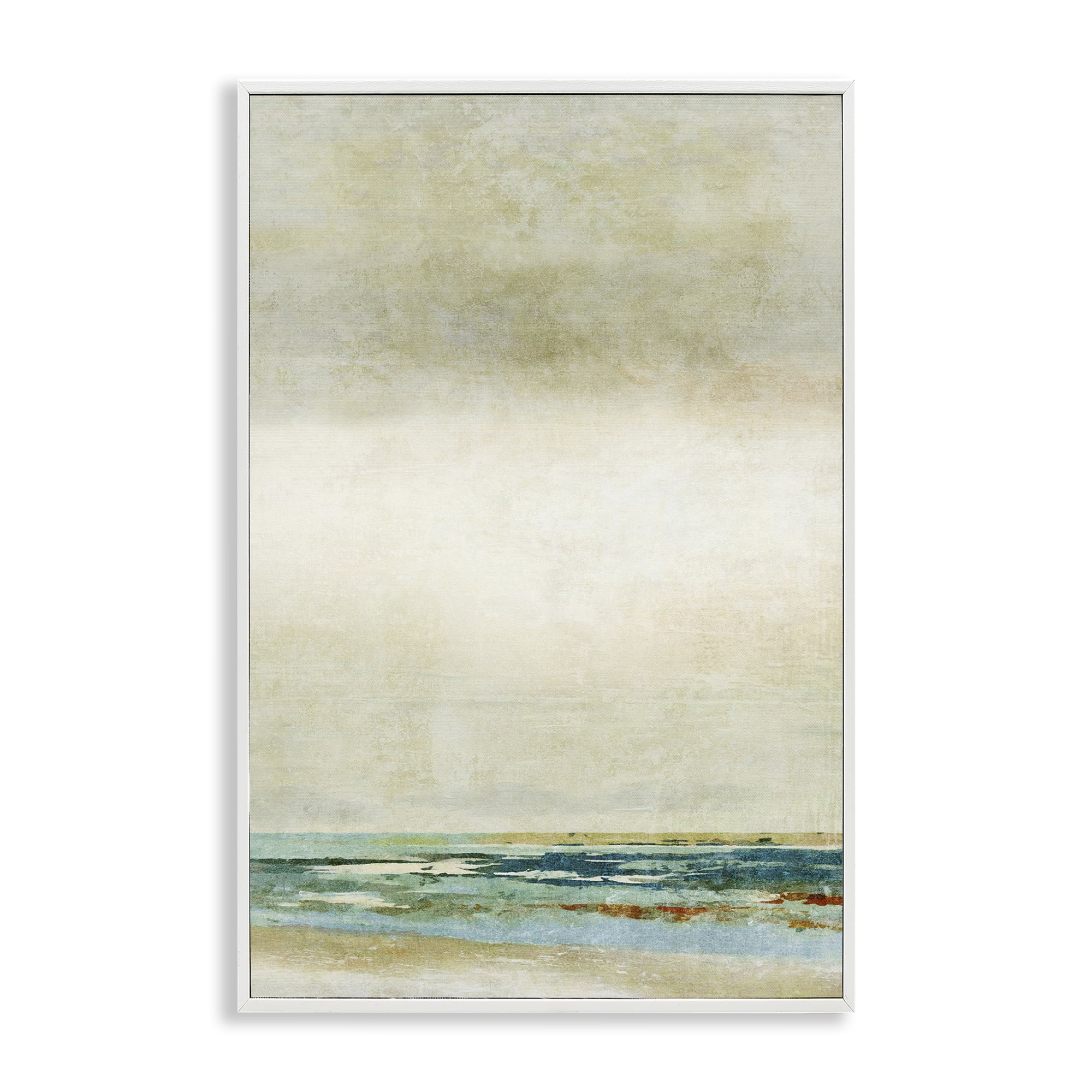 Stupell Industries Neutral Beige Beach Abstraction Abstract Painting White Framed Art Print Wall Art, 16 x 24