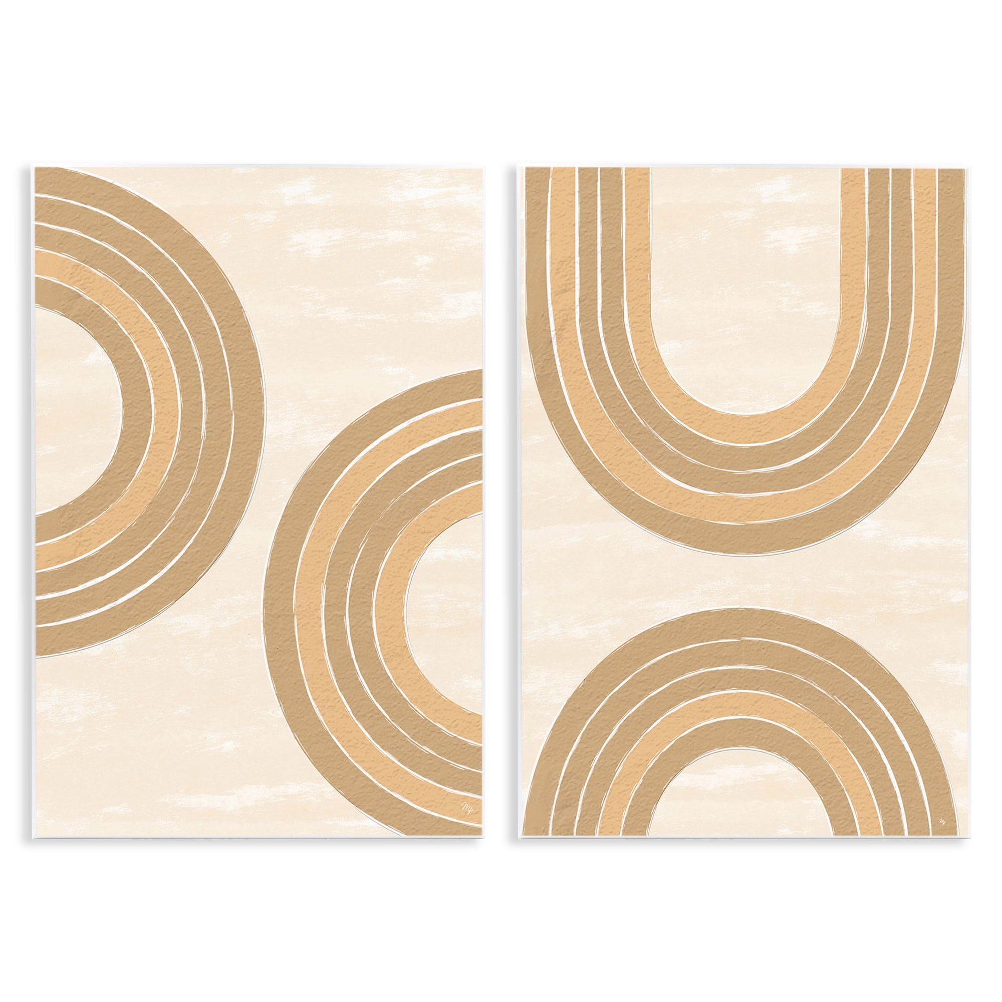 Stupell Industries Neutral Beige Rainbows Abstract Painting Unframed Art Print Wall Art, 13 x 19, Set of 2