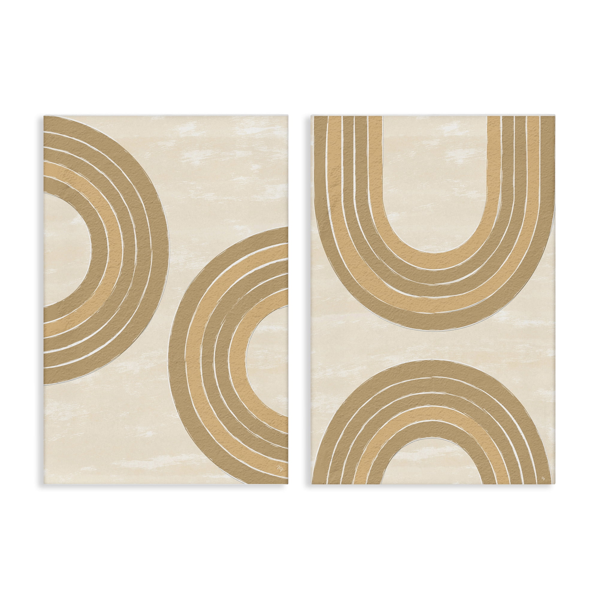 Stupell Industries Neutral Beige Rainbows Abstract Painting Wrapped Canvas Art Print Wall Art, 16 x 24, Set of 2
