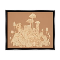 Stupell Industries Neutral Beige Woodland Mushrooms Botanical & Floral Painting Black Floater Framed Art Print Wall Art
