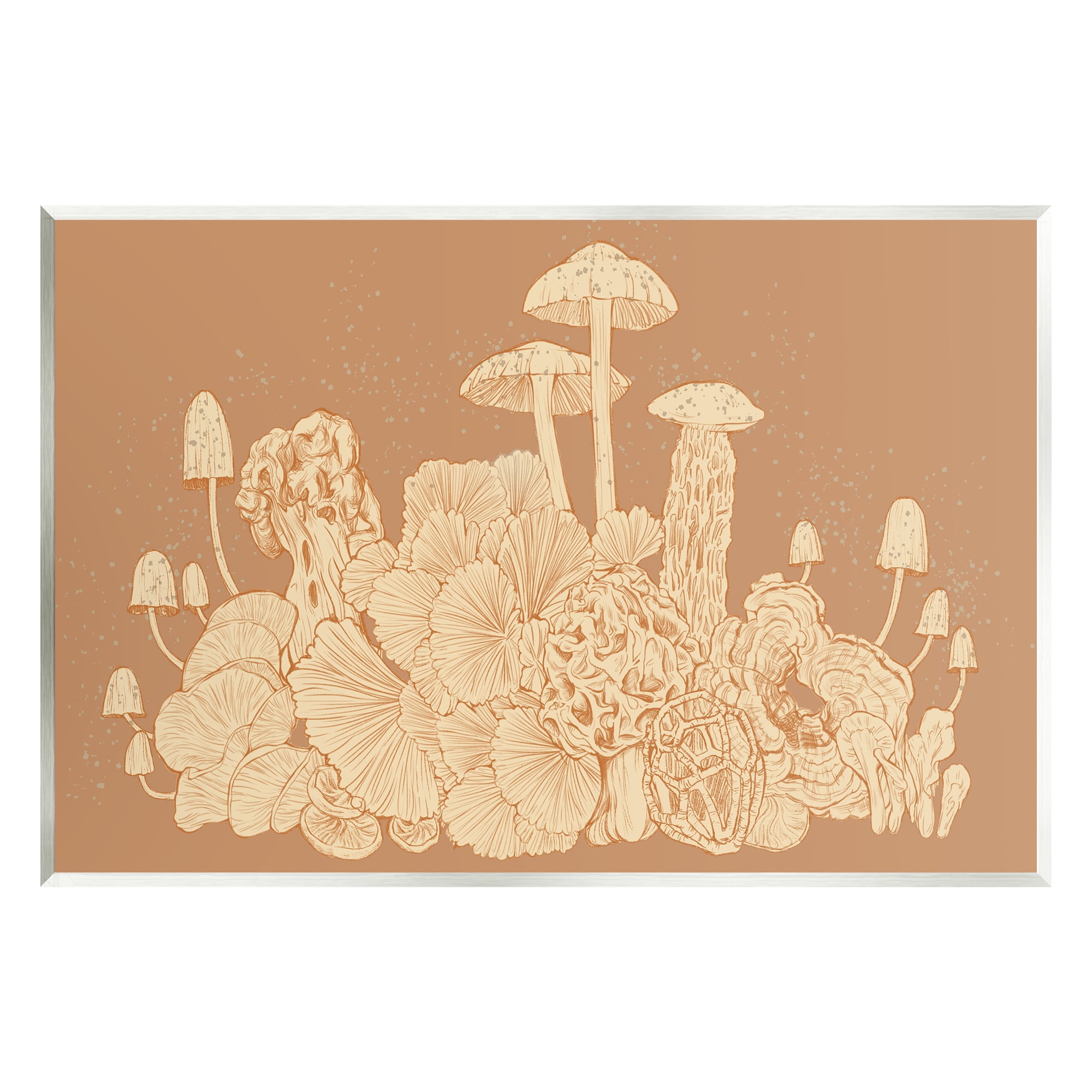 Stupell Industries Neutral Beige Woodland Mushrooms Botanical & Floral Painting Unframed Art Print Wall Art