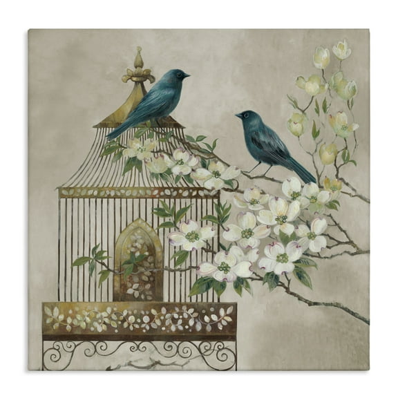 Stupell Industries Neutral Birdcage Menagerie Canvas Wall Art design by Elaine Vollherbst, 24 x 24