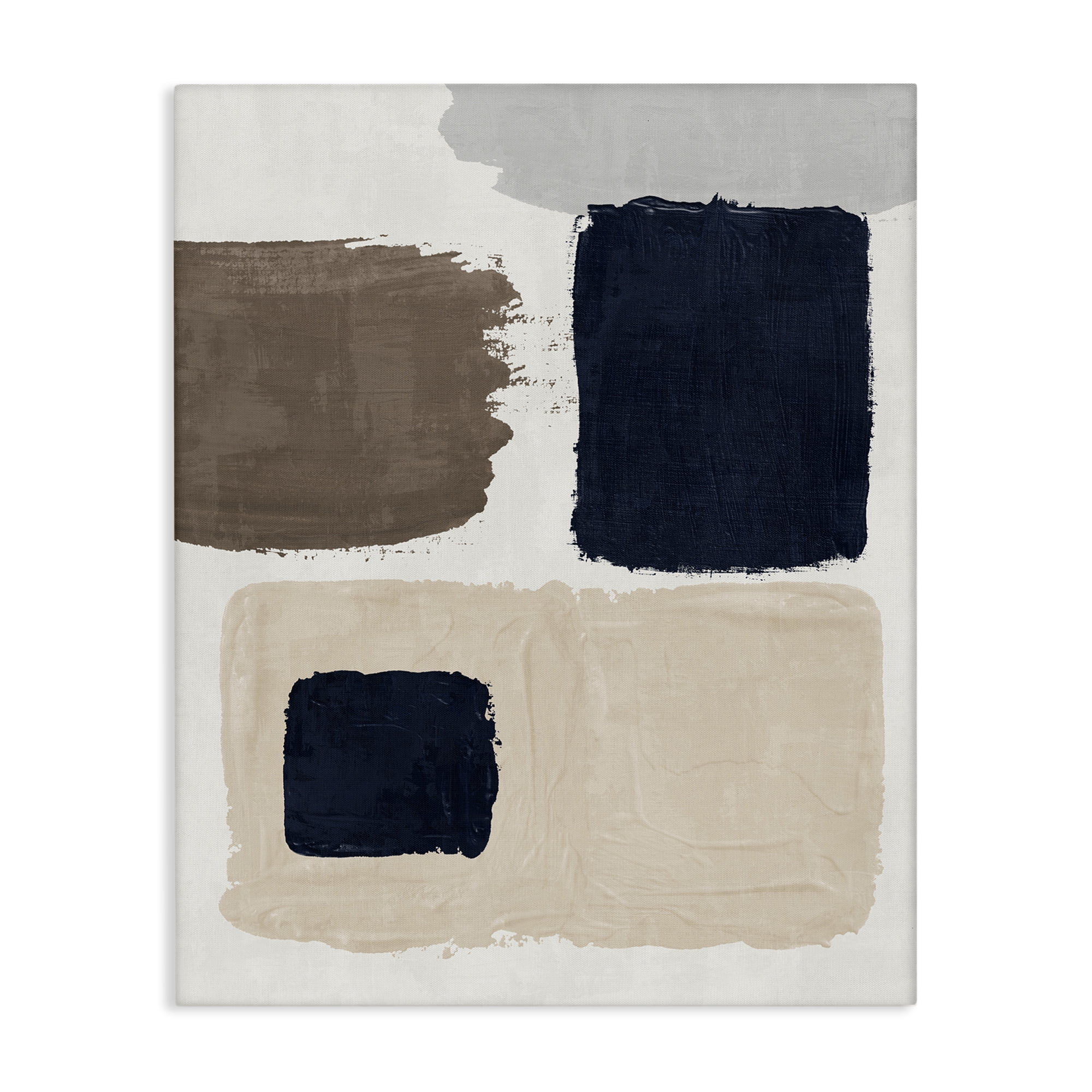 Stupell Industries Neutral Blocked Shapes Abstract Painting Gallery Wrapped Canvas Art Print Wall Art, 36 x 48