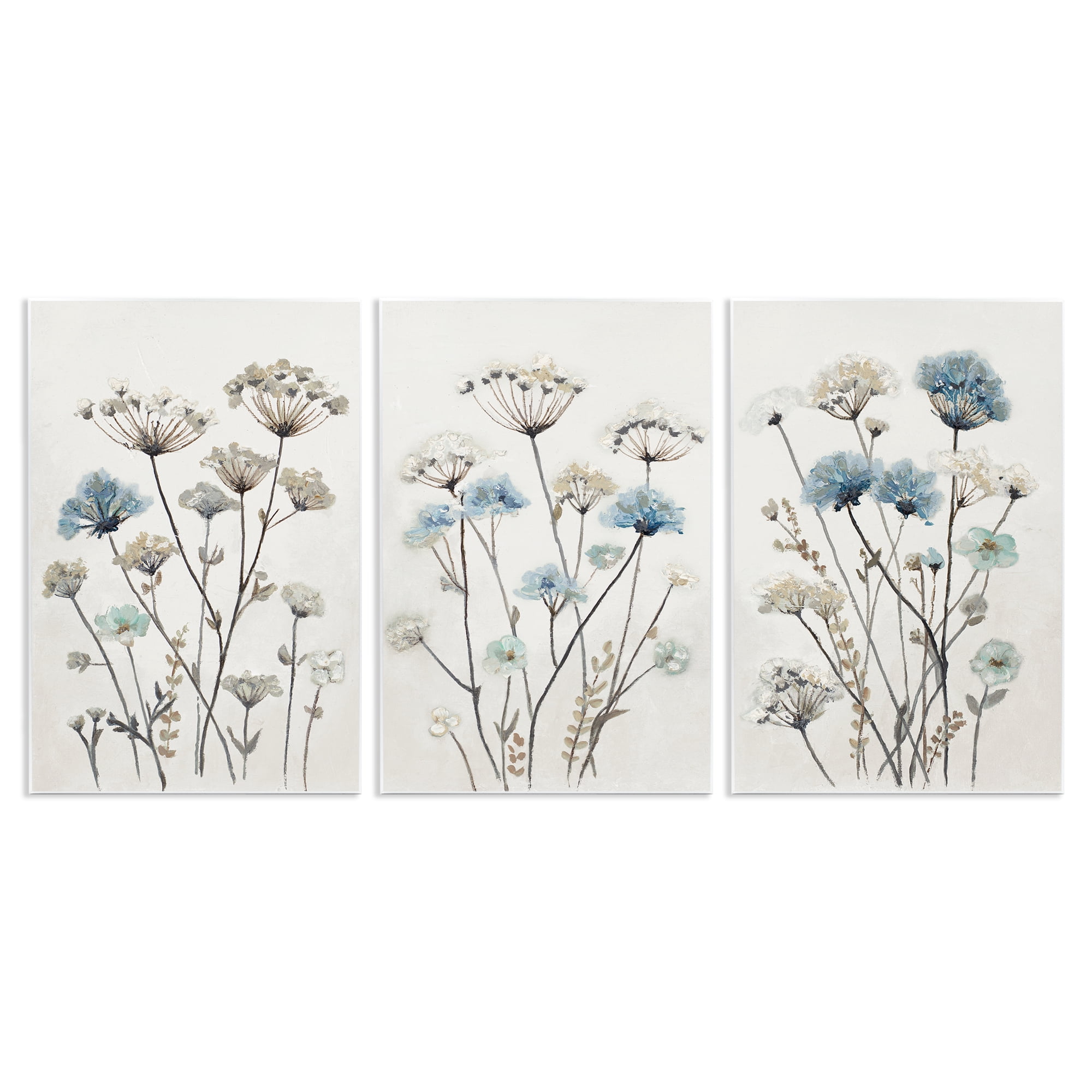 Stupell Industries Neutral & Blue Garden 3 Piece Wall Plaque Art Set, design by Patricia Pinto