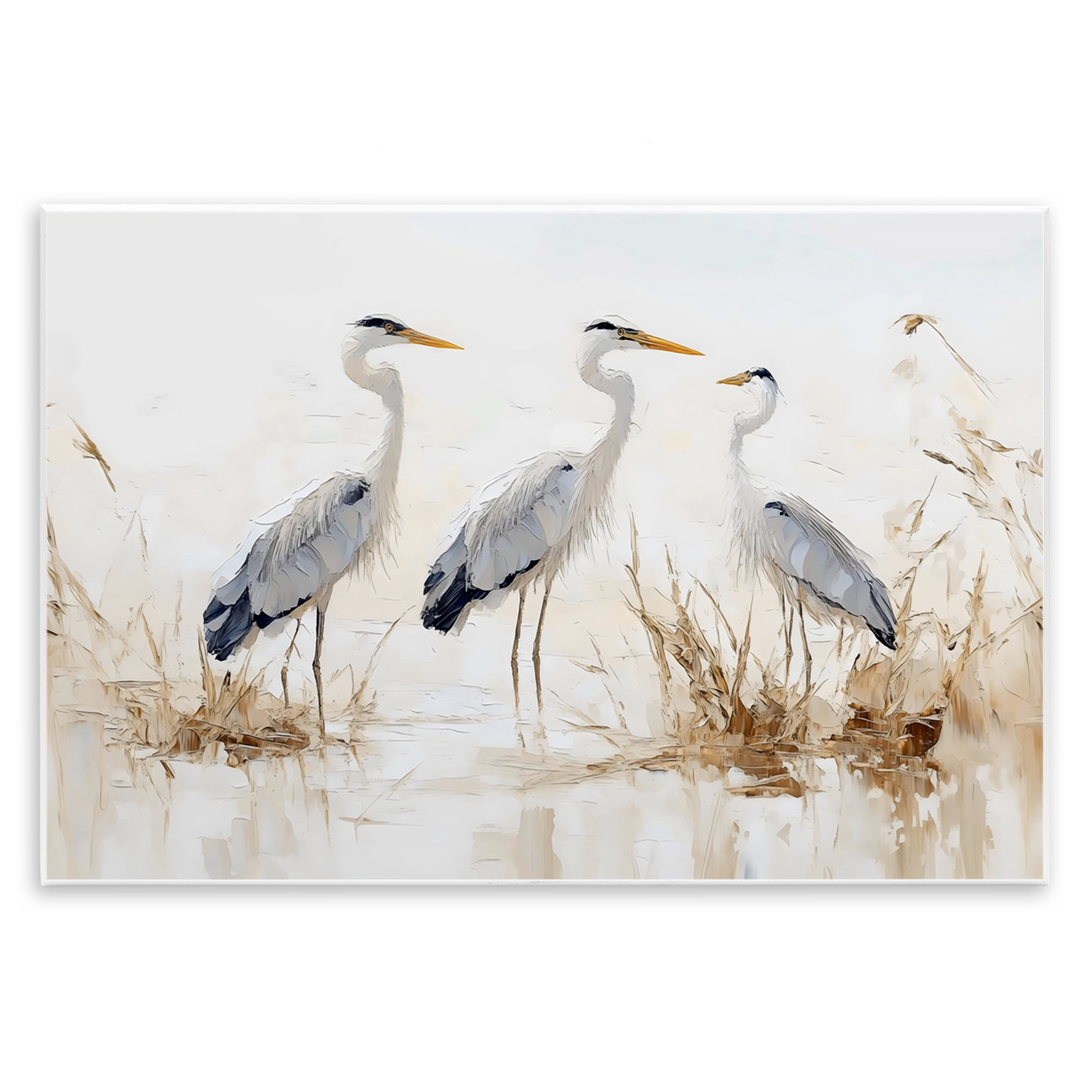 Stupell Industries Neutral Blue Herons in Reeds Wall Plaque Art, design by LSR Design Studio