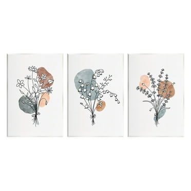 Stupell Industries Neutral Bohemian Herb Bunches Graphic Art Unframed Art Print Wall Art, Set of 3, Design by JJ Design House LLC