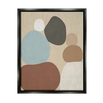 Stupell Industries Neutral Boho Contemporary Rocks Abstract Painting Black Floater Framed Art Print Wall Art