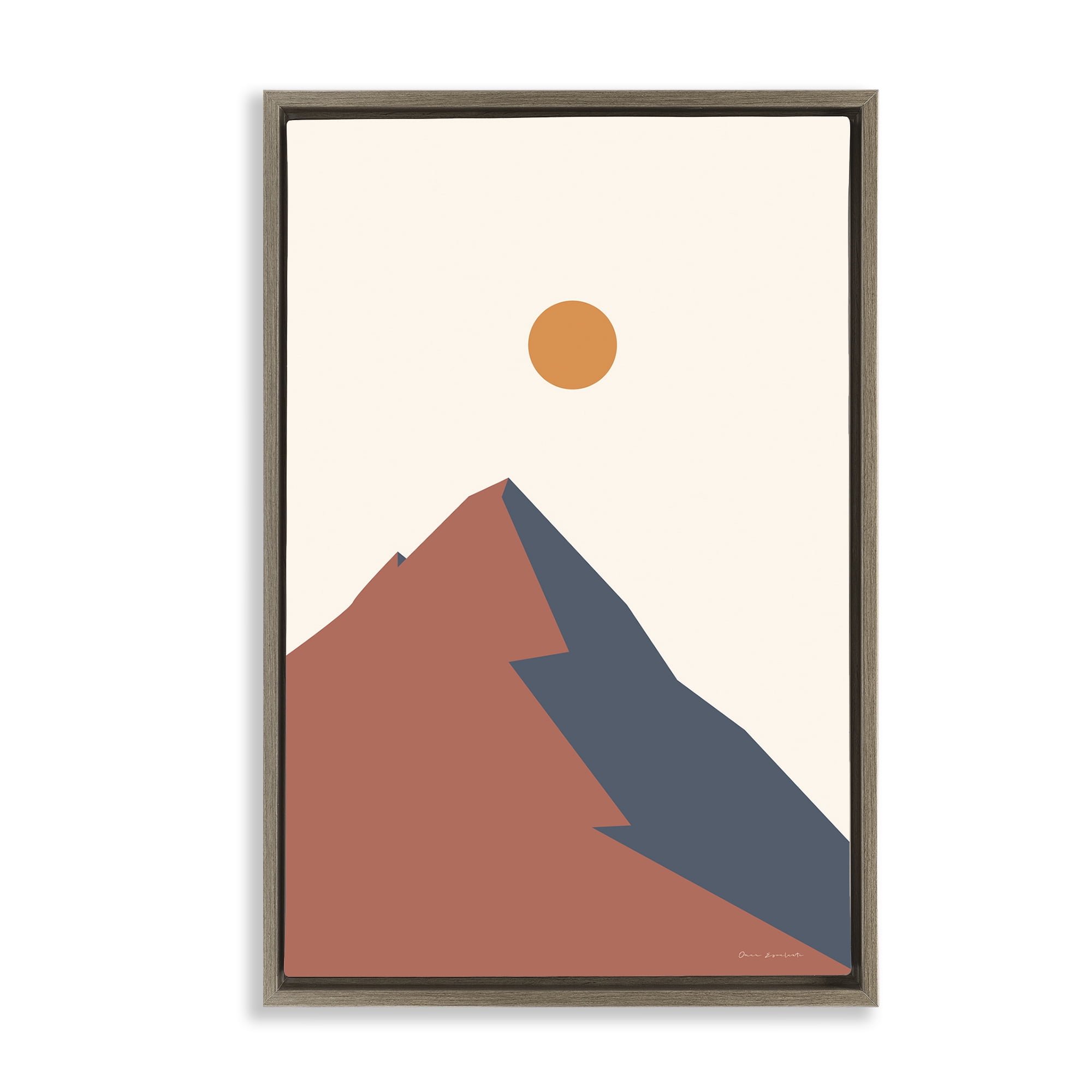 Stupell Industries Neutral Boho Peak Landscape & Nature Painting Brown Floater Framed Canvas Art Print Wall Art, 21 x 31